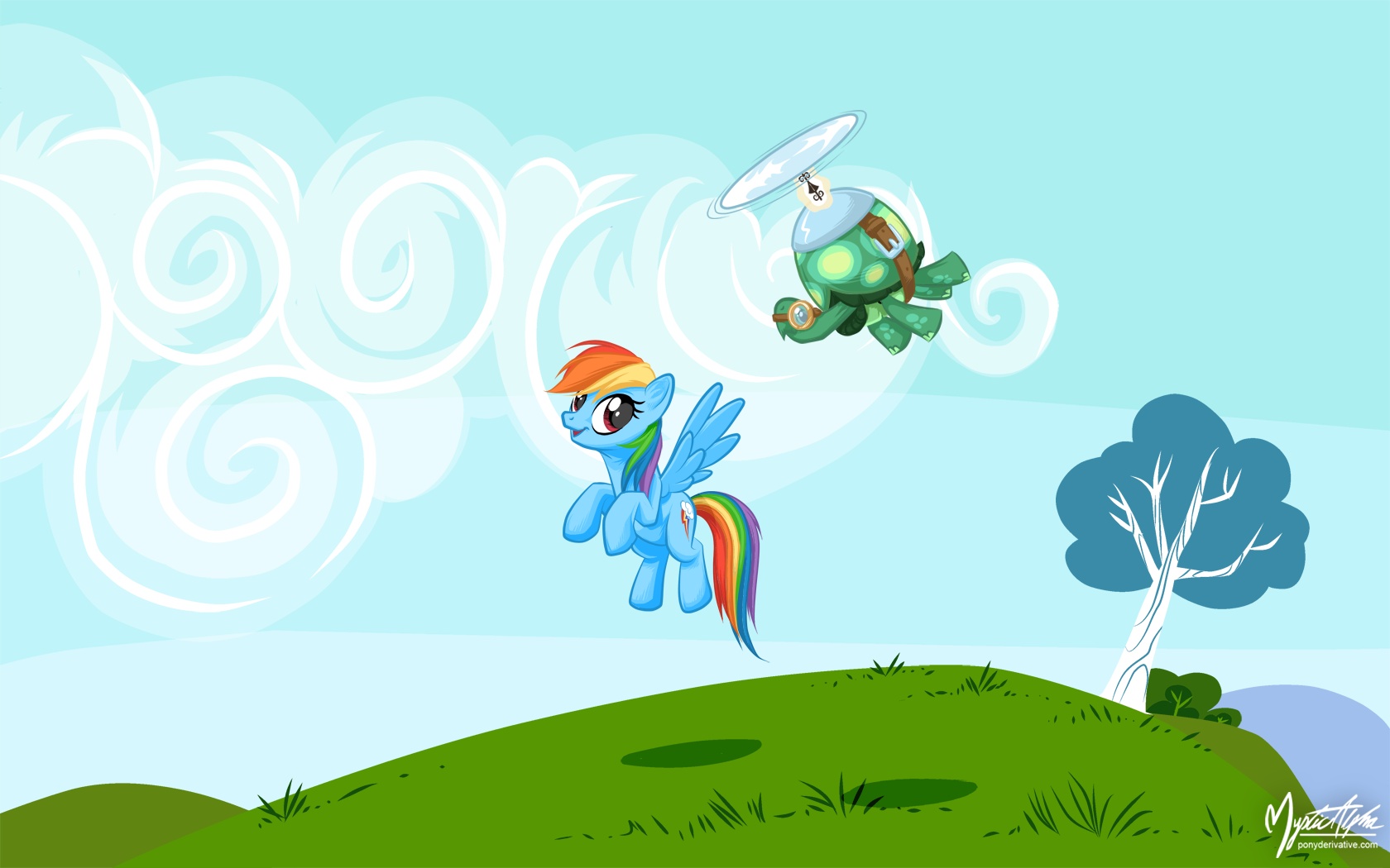 Rainbow Dash + Tank Tortoise by mysticalpha