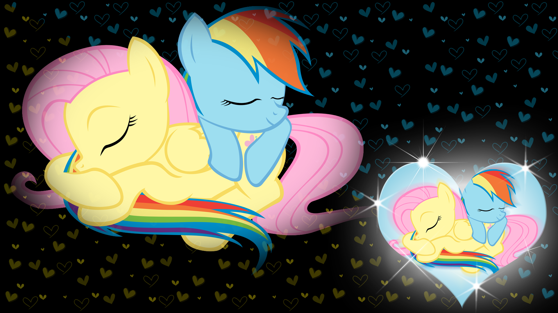 Rainbow Dash x Fluttershy Wallpaper by BlueDragonHans and kurokaji11