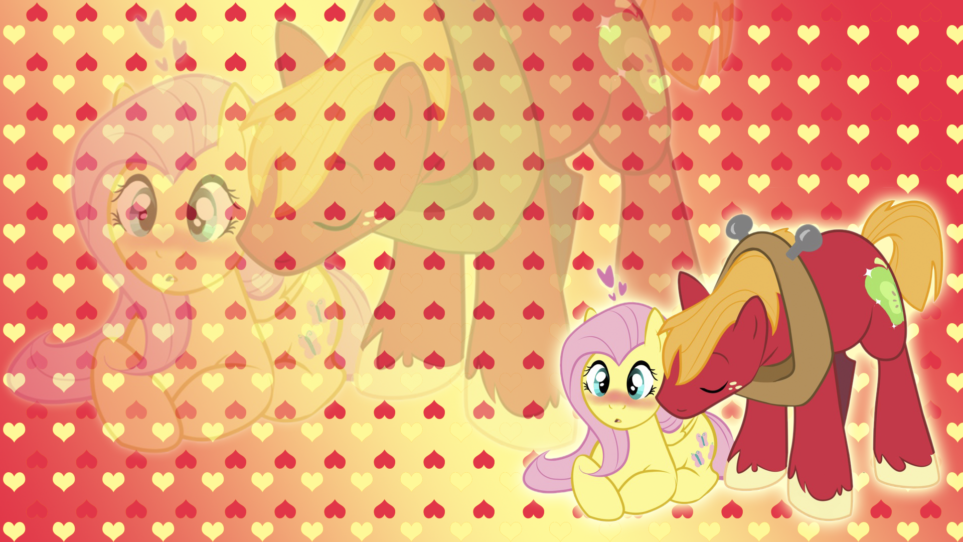 Fluttershy x Big Macintosh Wallpaper by BlueDragonHans and LittleTiger488