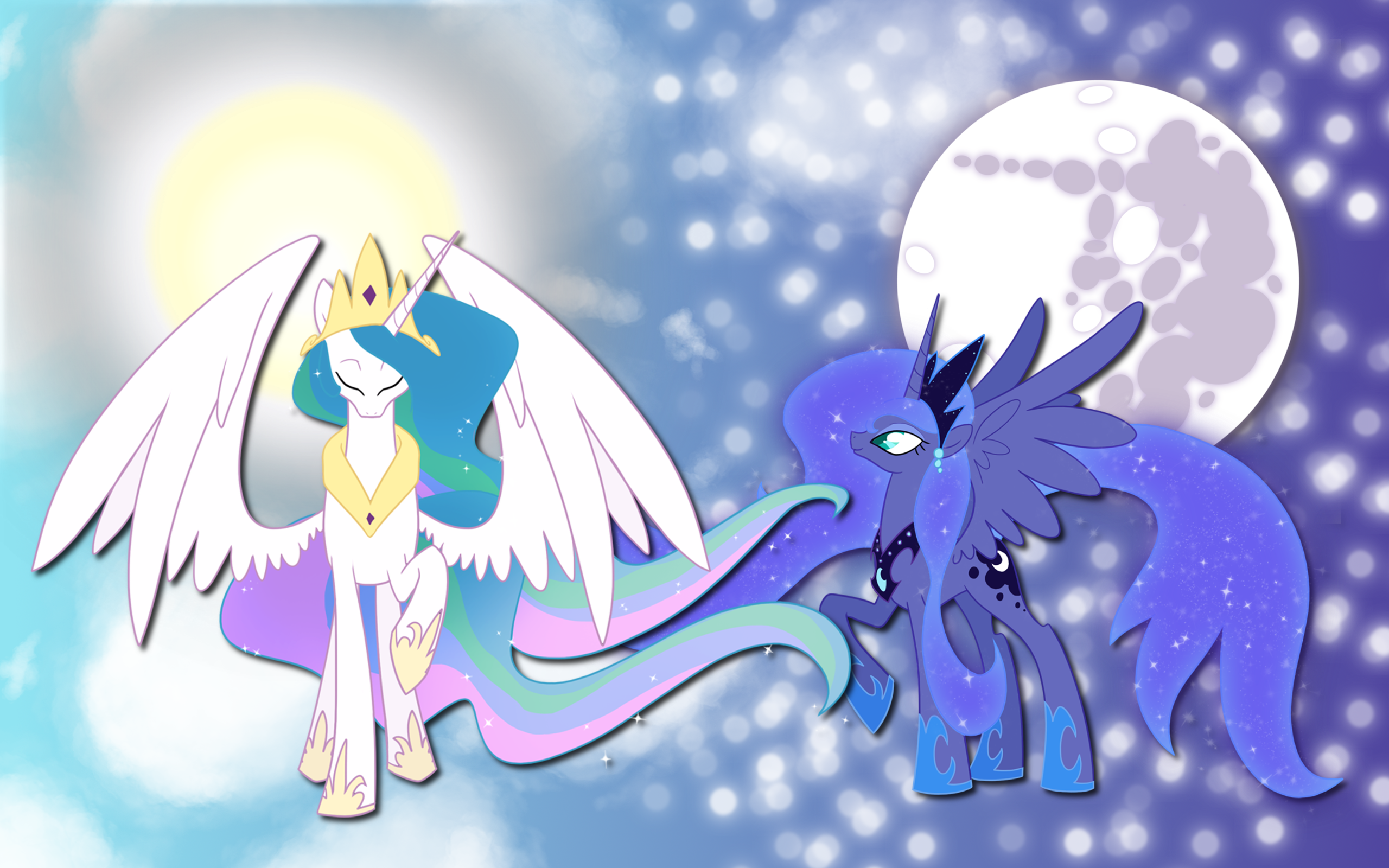 Luna and Celestia wallpaper 6 by AliceHumanSacrifice0, egophiliac, GuruGrendo and SpiritofthwWolf