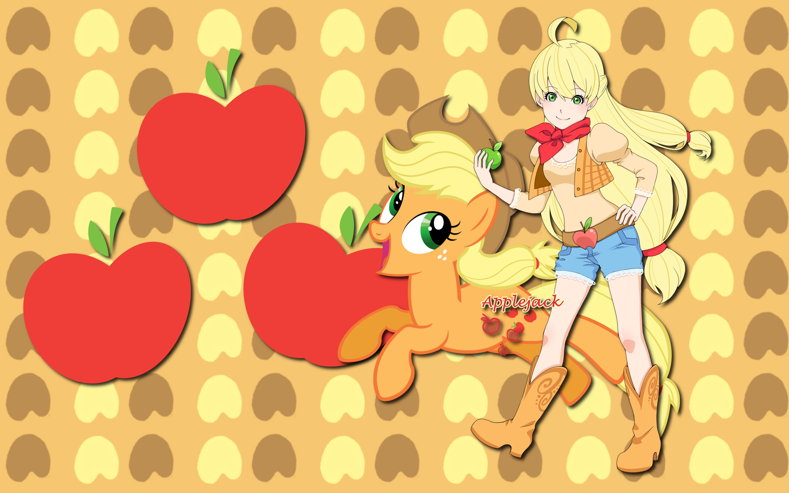 Human Apple Jack WP by AliceHumanSacrifice0, Lilacinum, MoongazePonies and ooklah