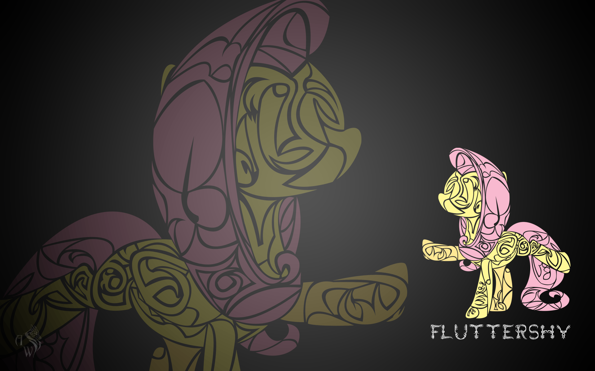 Tribal Fluttershy Wallpaper by axlewolf