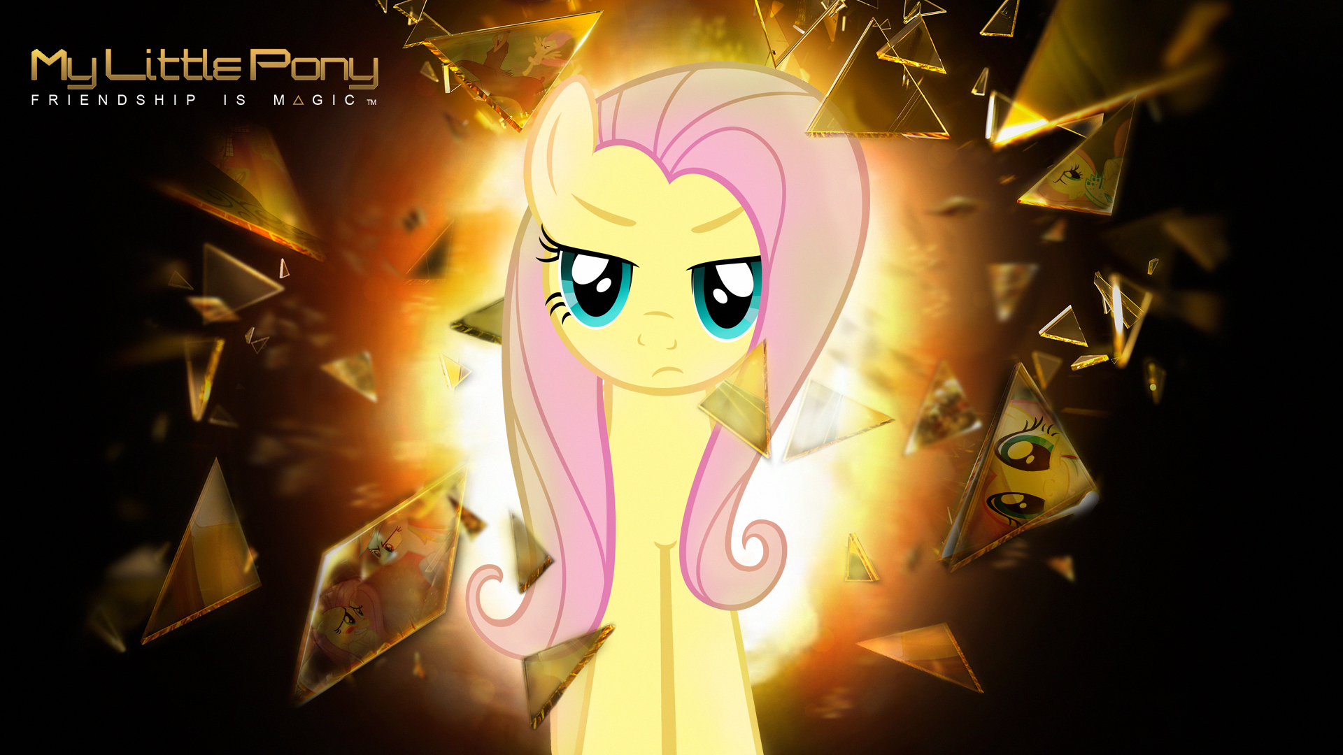 Wallpaper - Fluttershy Deus Ex by binaryNinj4 and Mackaged