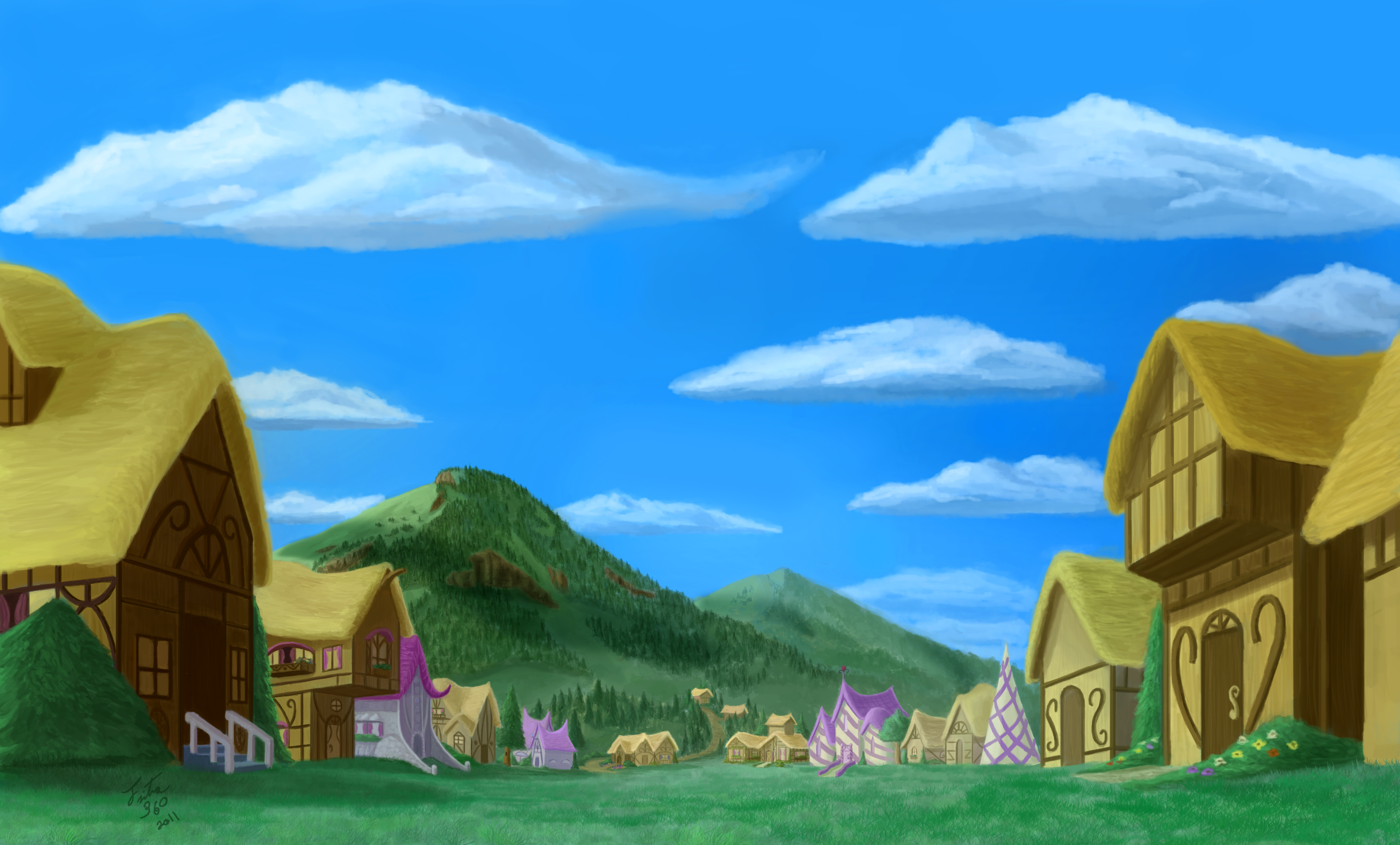Ponyville Background by Tsitra360
