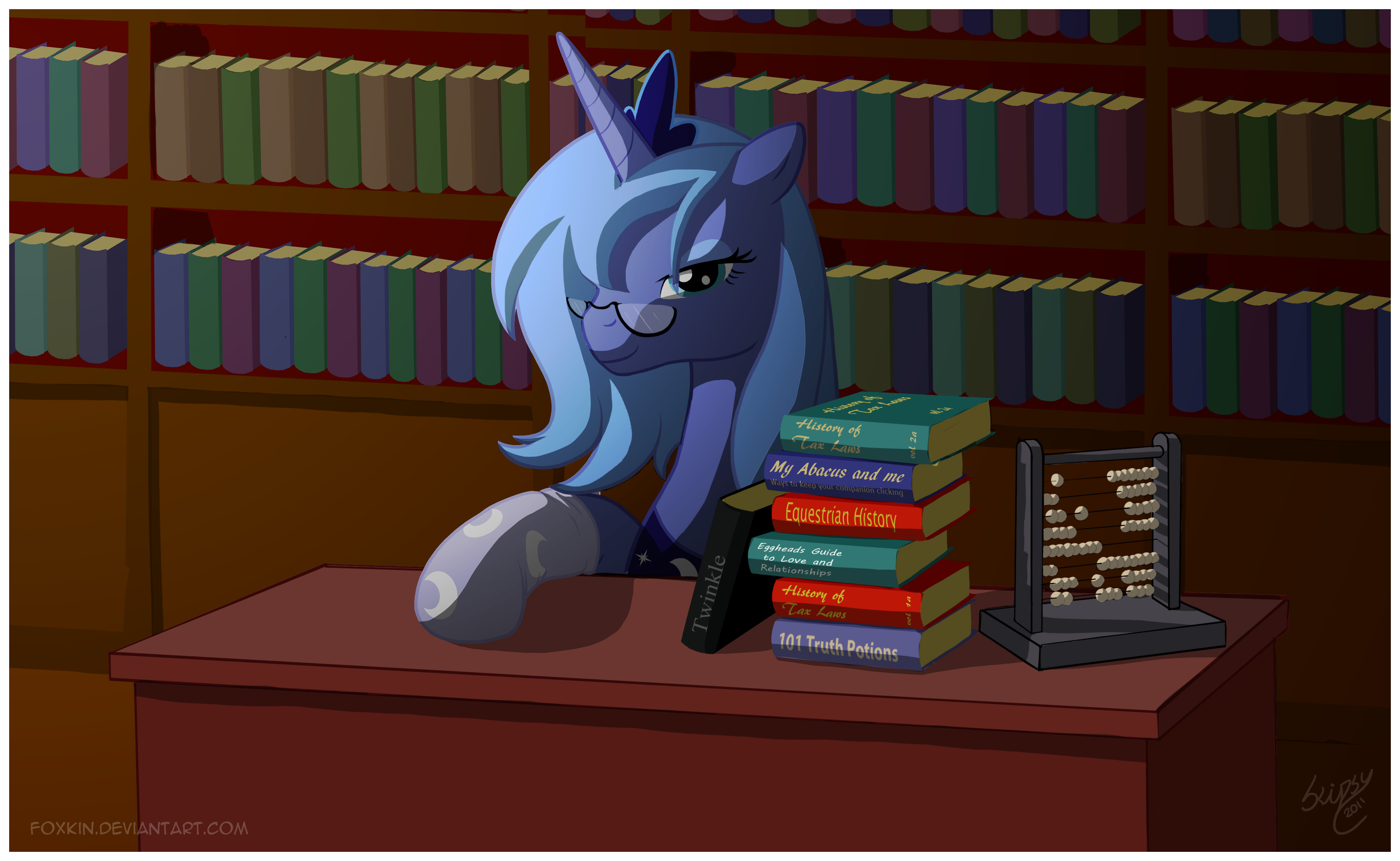 Luna in the Library by skipsypony