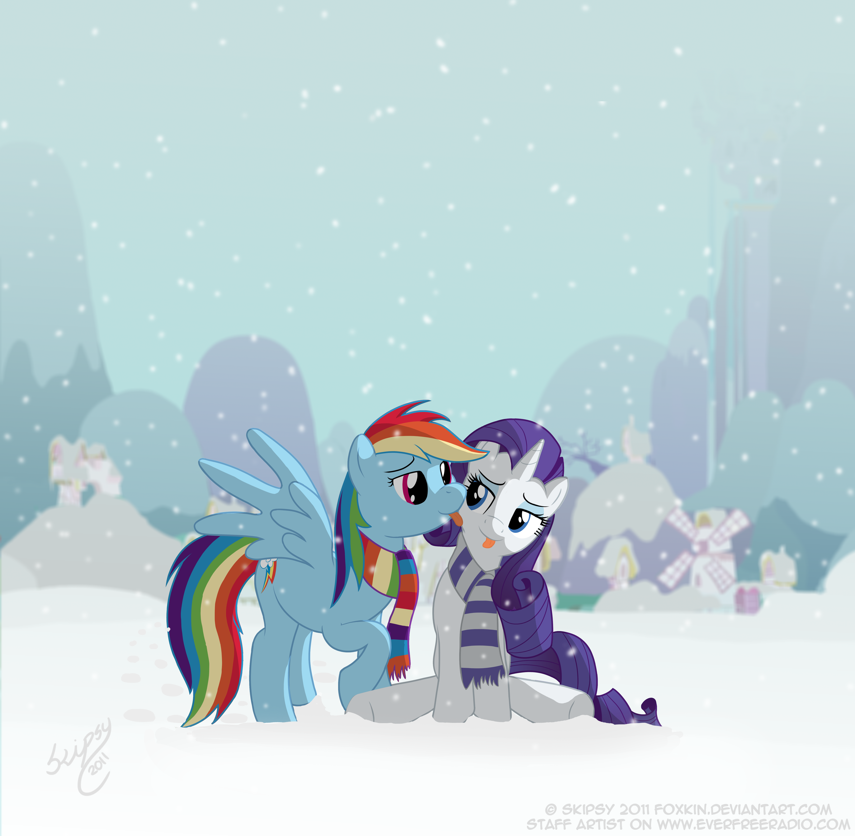 Snowy day in Ponyville by skipsypony