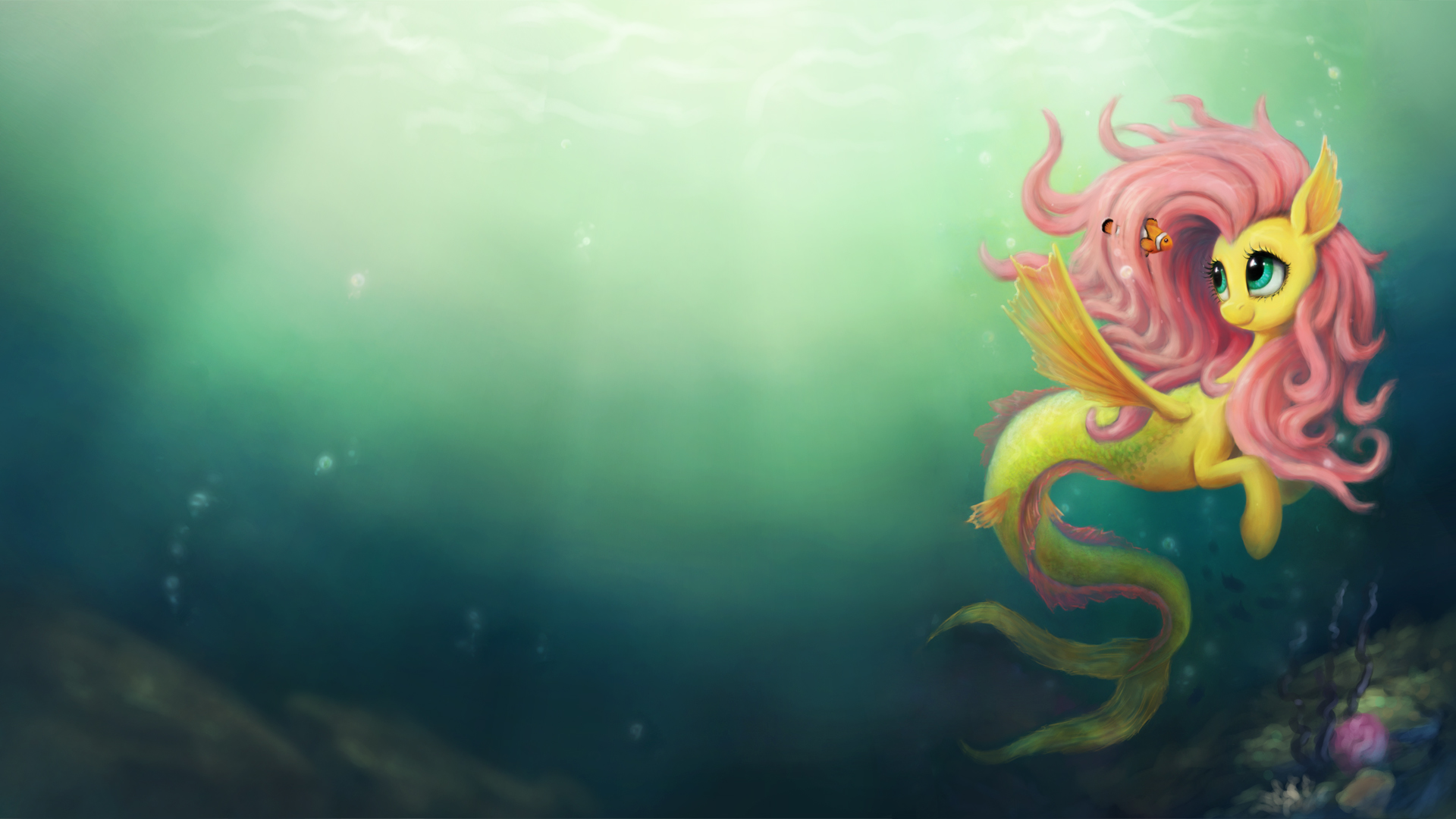 Fluttershy the Seapony Wallpaper by Br0ny