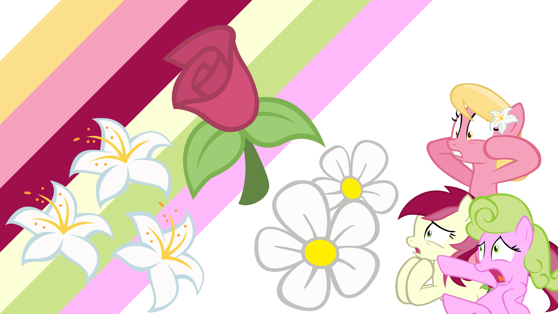 Minimalist Wallpaper 36: Flower Mares by CptOfTheFriendship, MaximillianVeers, Softfang, Takua770 and The-Smiling-Pony