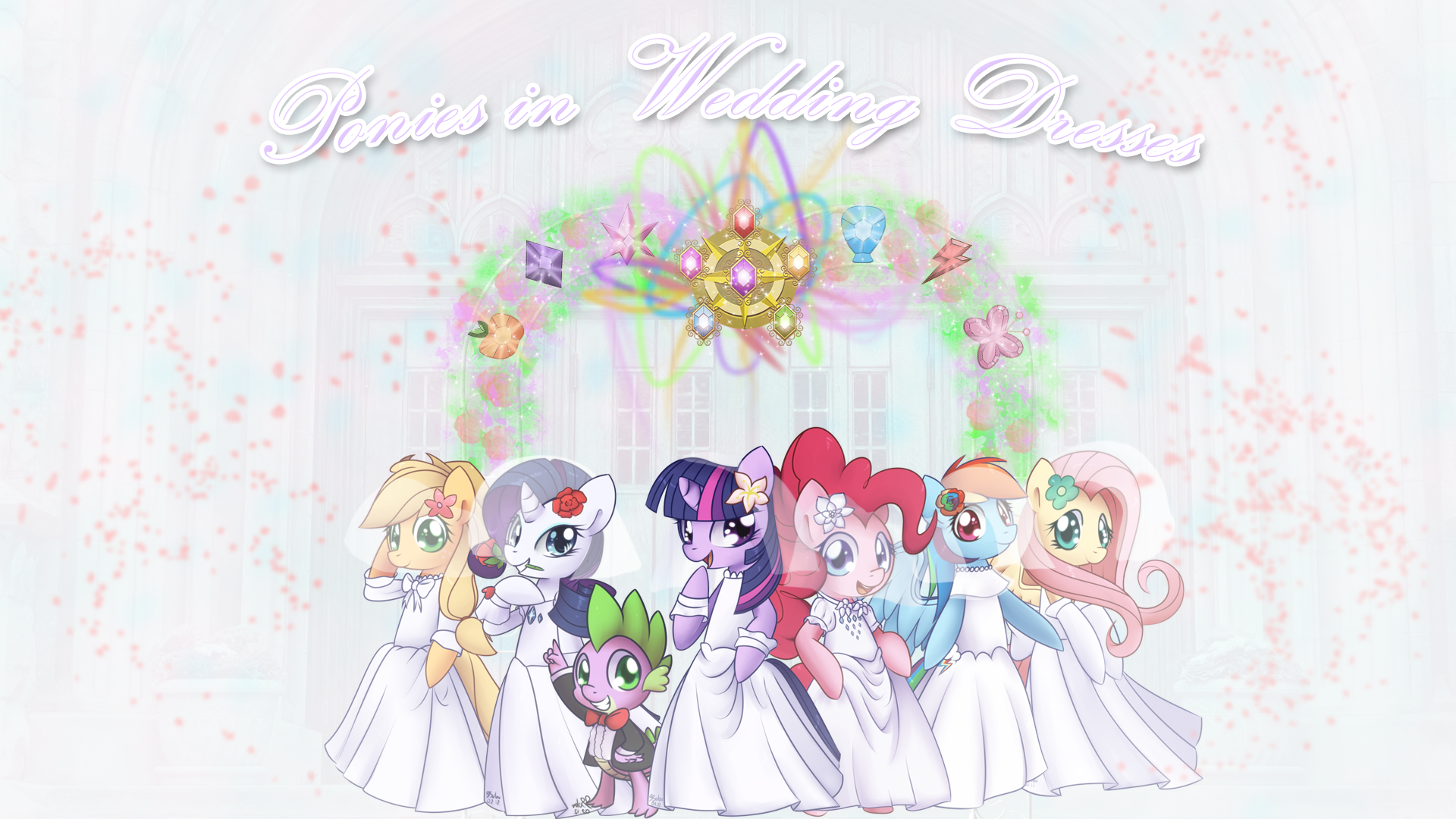 FiM: Ponies in Wedding Dresses Wallpaper by M24Designs and Soapie-Solar