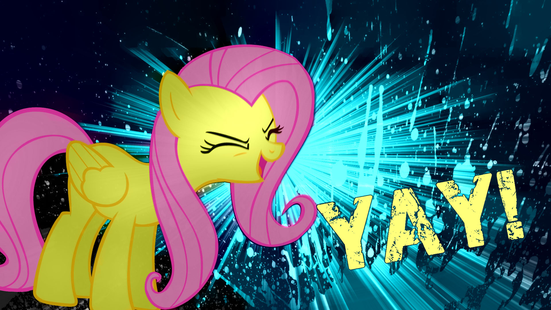 Fluttershy Yay Wallpaper (Recolored) by Tarindel, TheFlutterKnight and TygerxL
