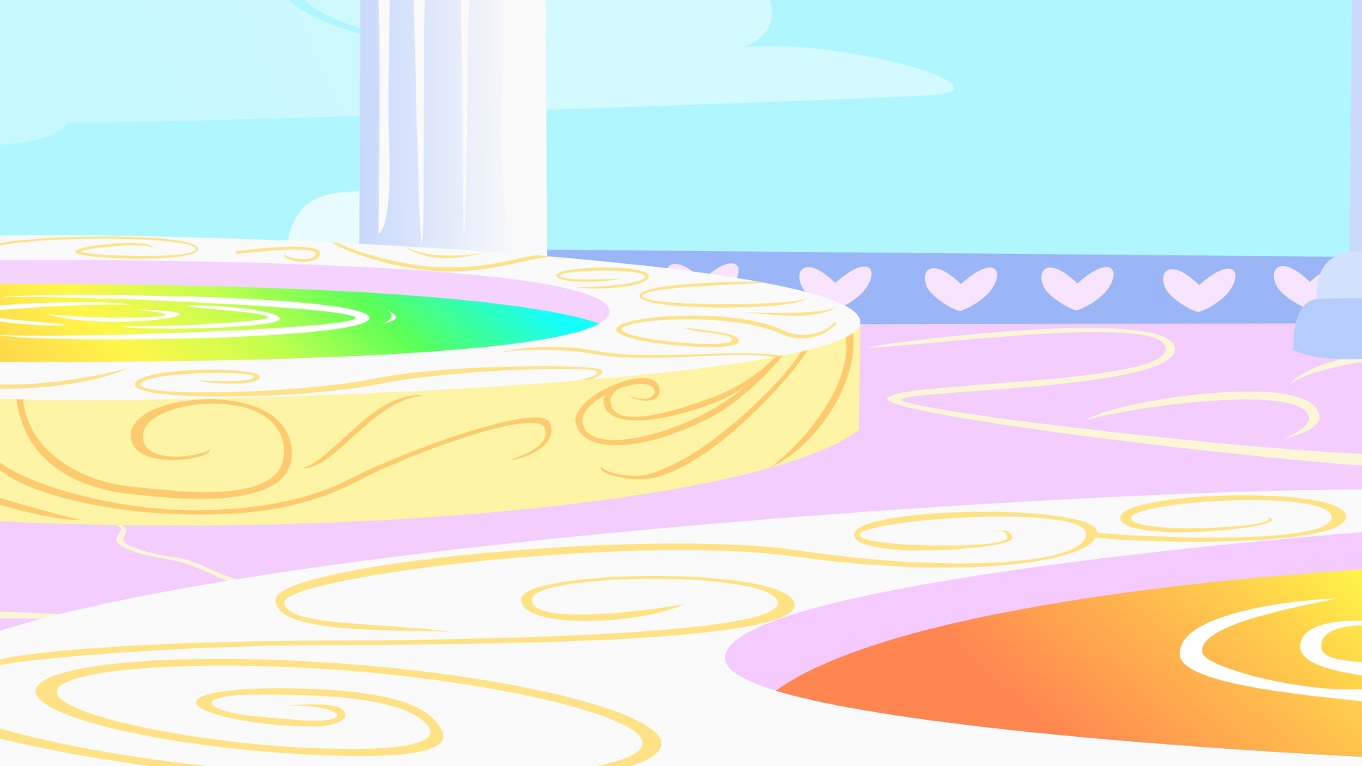 Cloudsdale Rainbow Fountains Background by mandydax