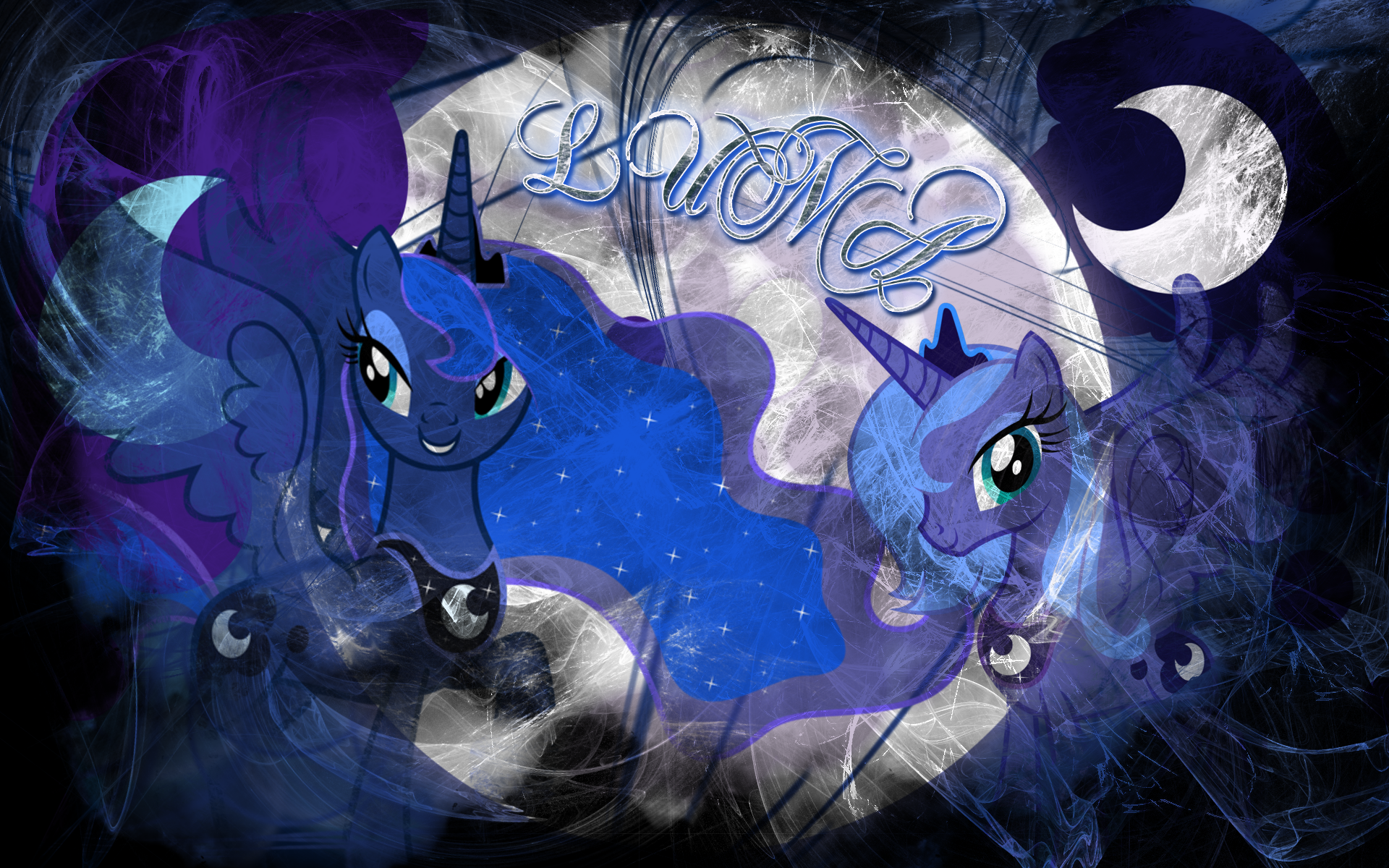 Luna Wallpaper 2 by Pazuzu54, Santafer, SpiritofthwWolf, The-Smiling-Pony and TheLawn