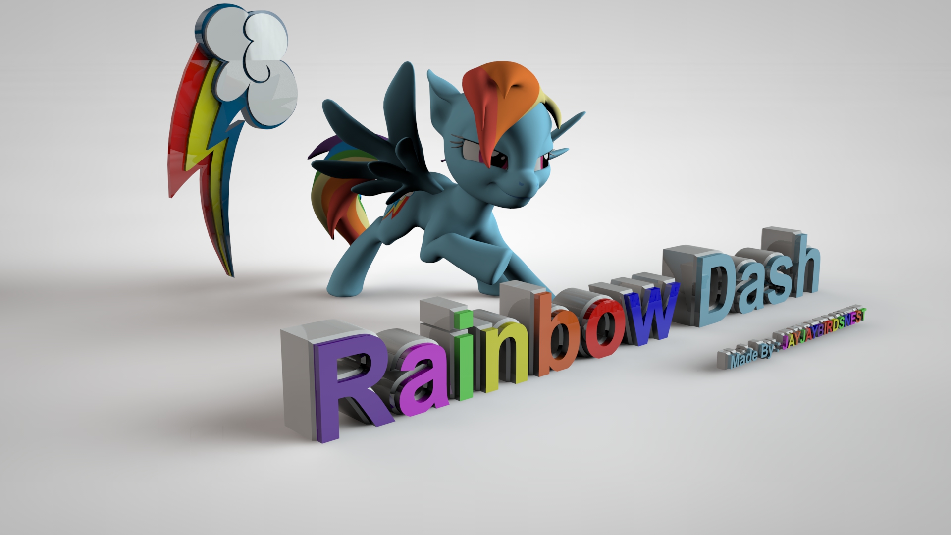 My Little Pony FIM 3D Rainbow Dash Wallpaper by jayjaybirdsnest and KP-ShadowSquirrel