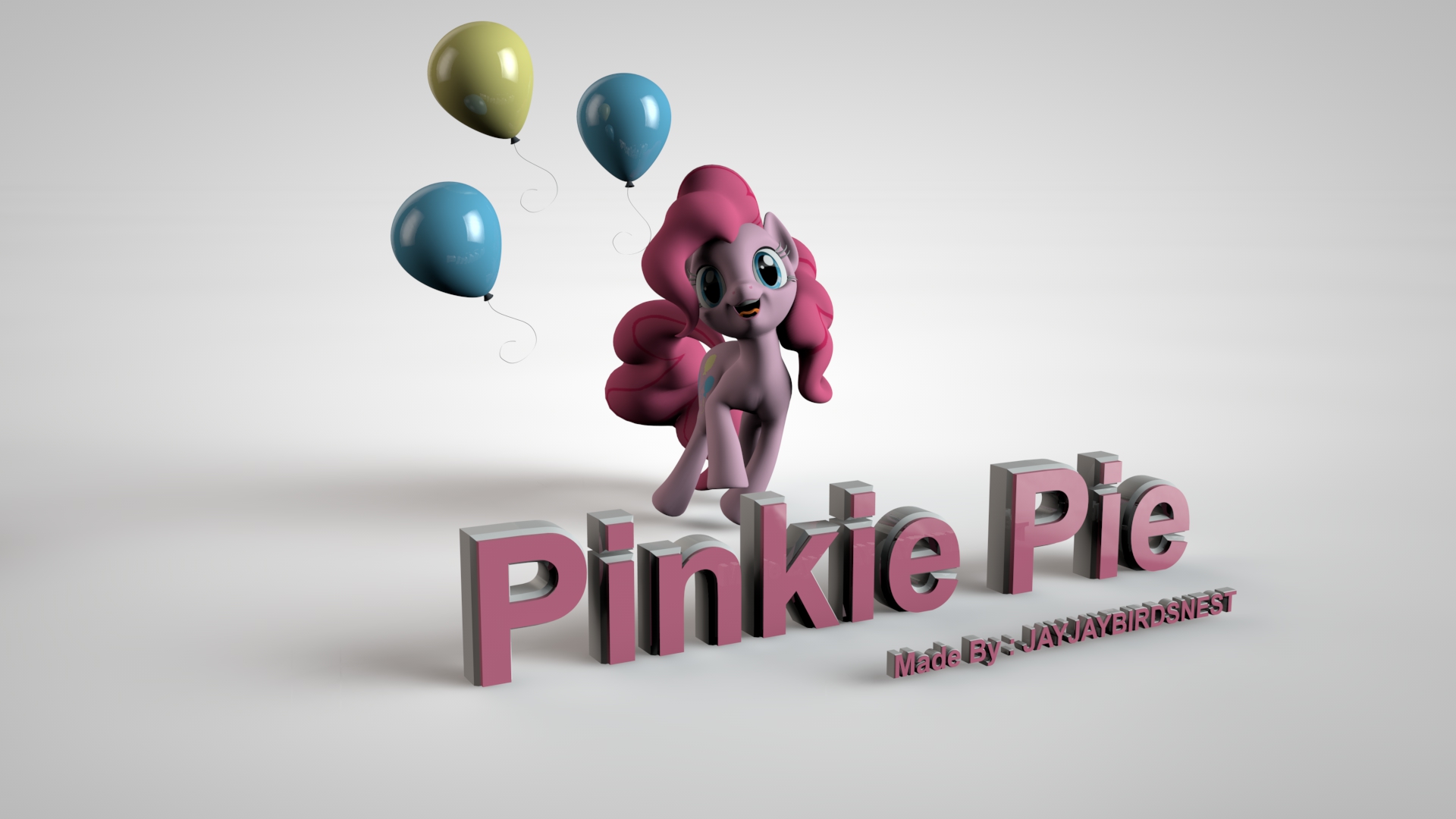 3D My Little Pony FIM Pinkie Pie Wallpaper by jayjaybirdsnest and KP-ShadowSquirrel