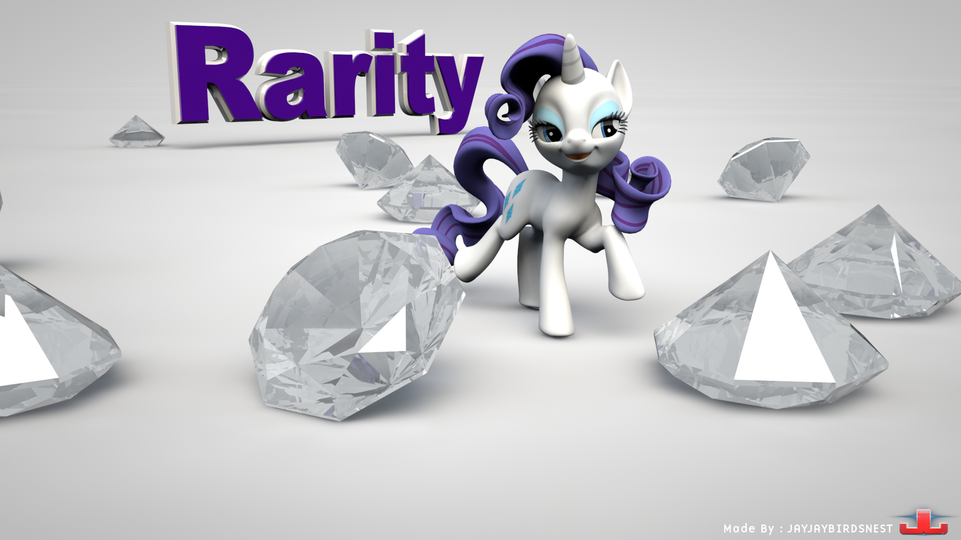My Little Pony FIM 3D Rarity Wallpaper by jayjaybirdsnest and KP-ShadowSquirrel