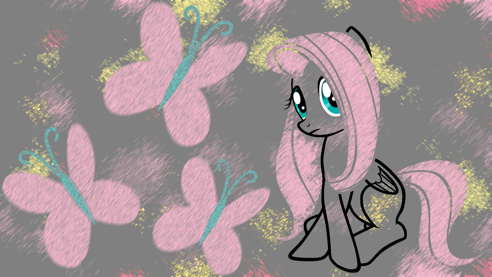 Fluttershy Chalk Wallpaper by Zandaros