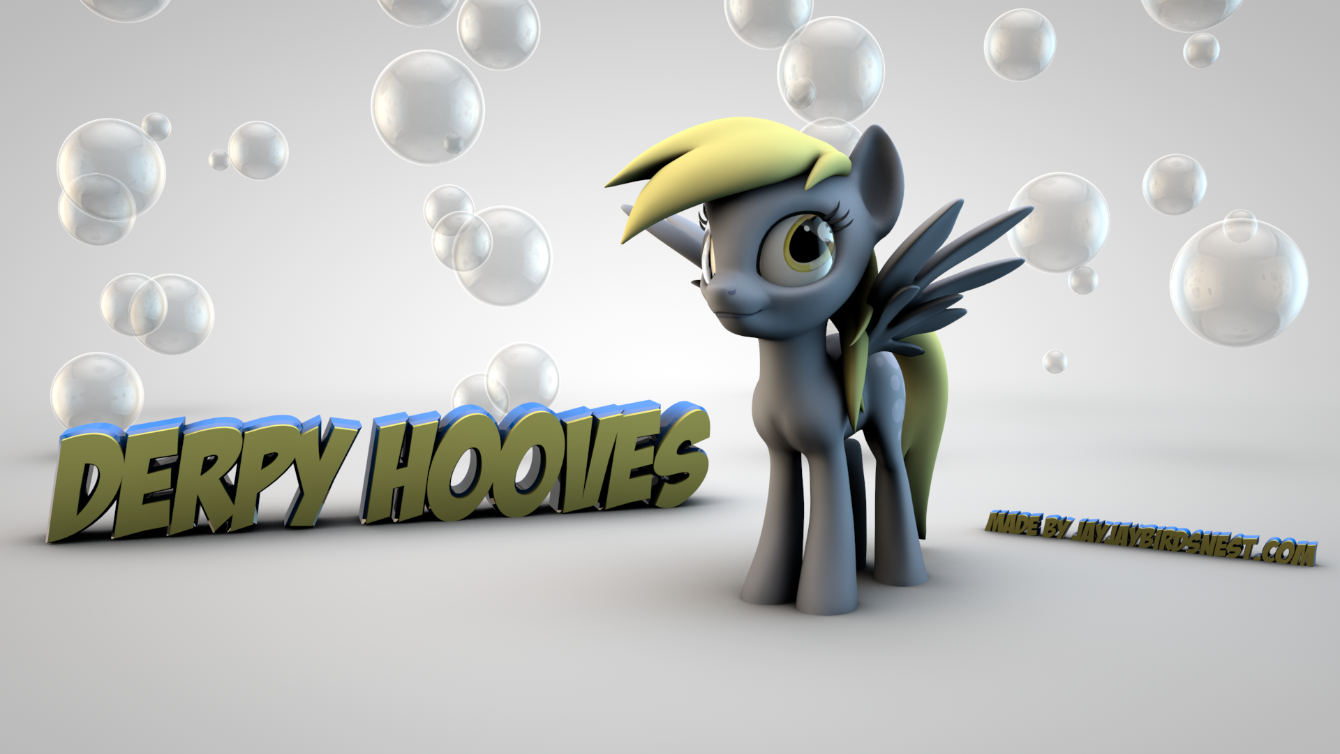 Derpy Hooves 3D Wallpaper : Bubbles by jayjaybirdsnest and KP-ShadowSquirrel