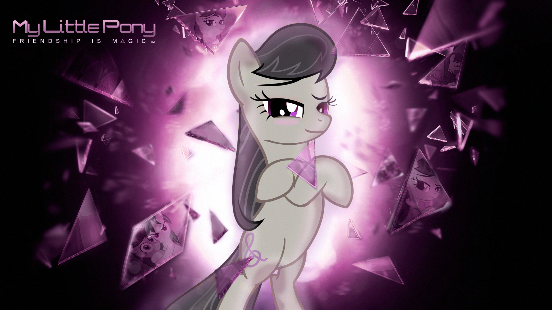 Wallpaper Octavia ~ Deus Ex Style Pink by GuruGrendo, KiroTalon, Kooner-cz, Mackaged and MoongazePonies