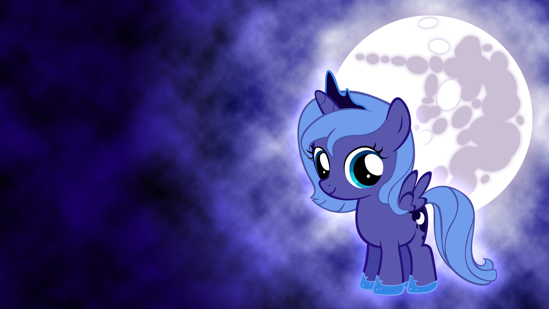 Filly Luna Wallpaper v2 by MoongazePonies, Pappkarton and SpiritofthwWolf