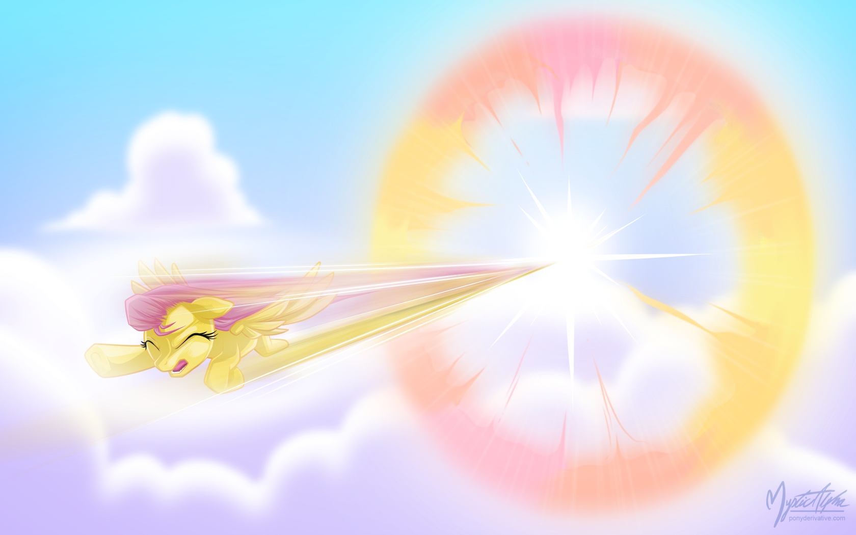 Fluttershy-sonic-rainboom-2 by mysticalpha