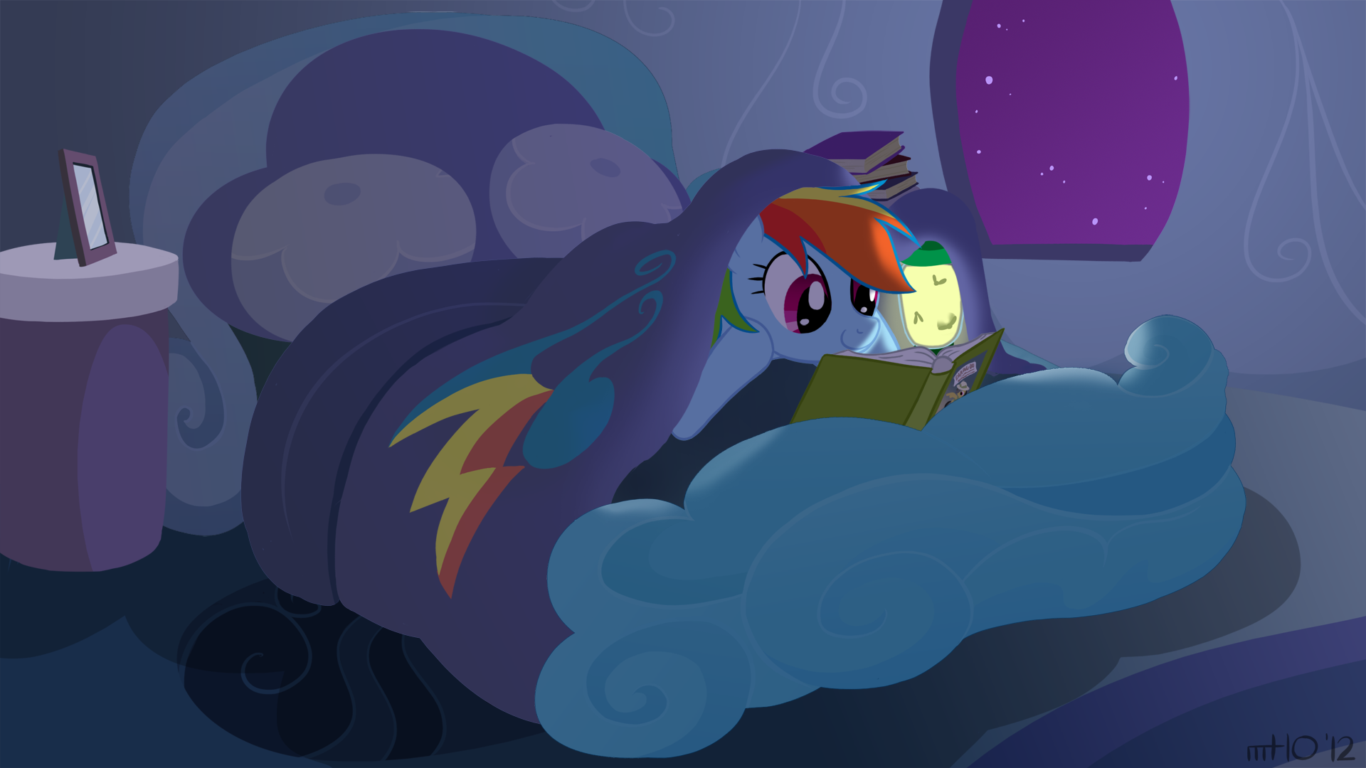 Commission: Reading Rainbow at Night by empty-10