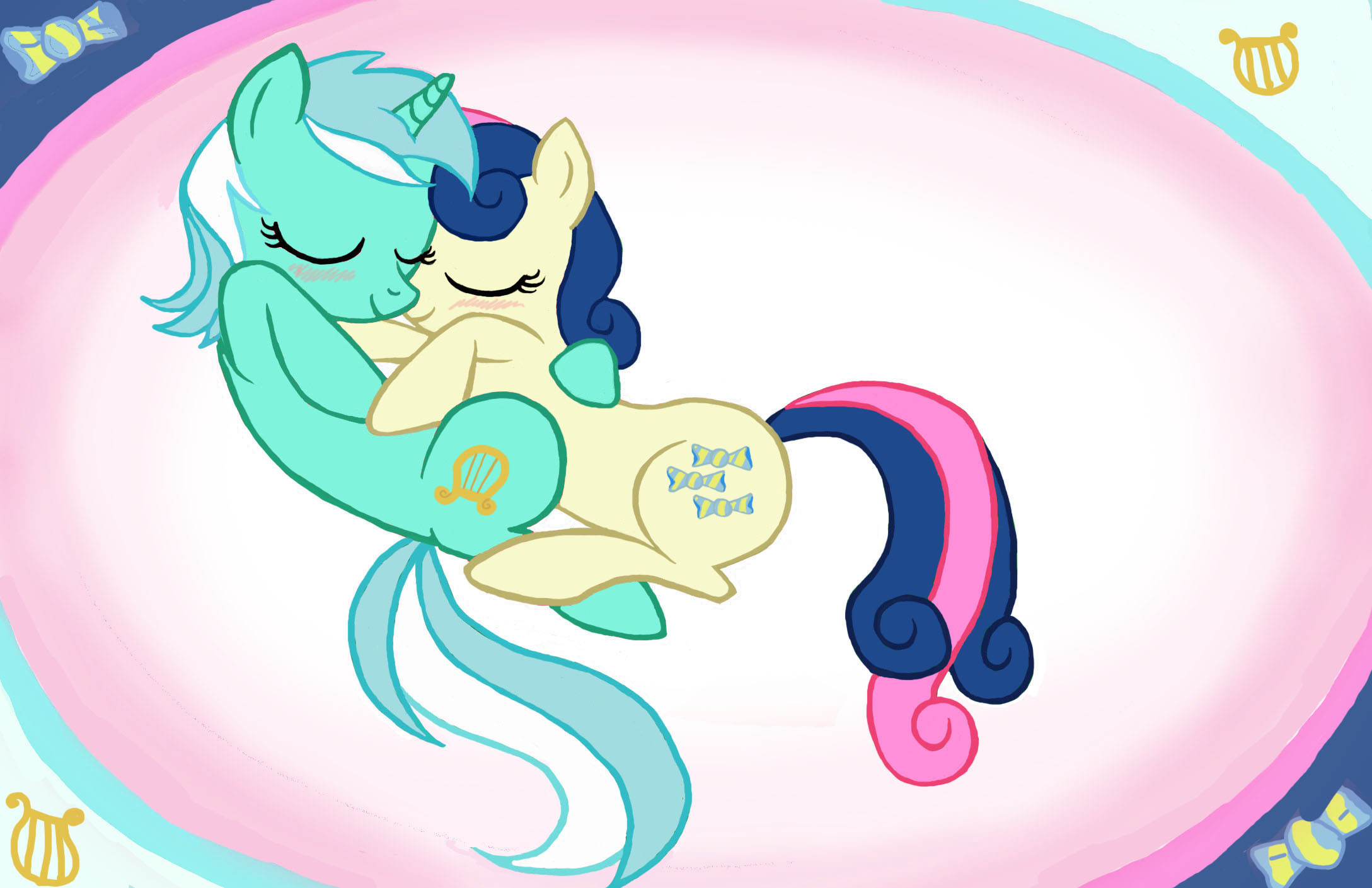 MLP - Cuddle Up, Lyra and Bon Bon by Willis96