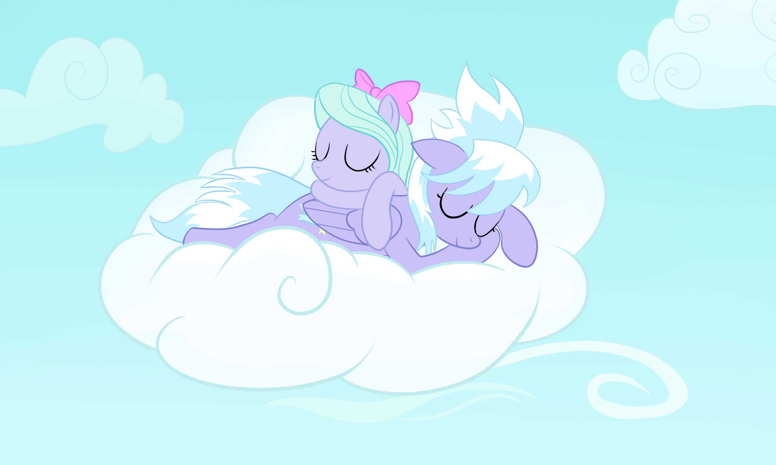 Cloudchaser and Flitter Sleeping by Hunnel