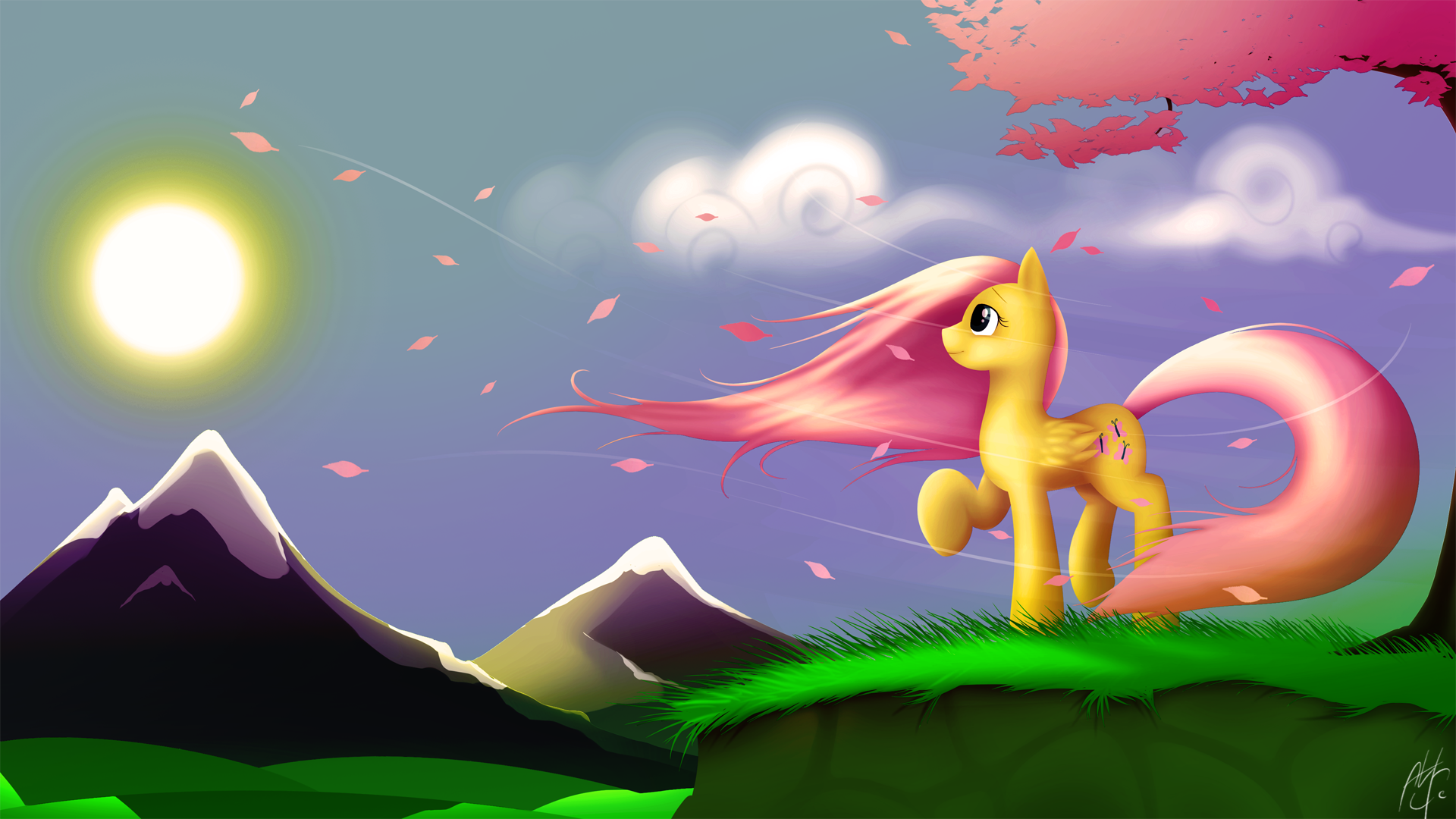 Fluttershy spring wind by Cyberspacecat