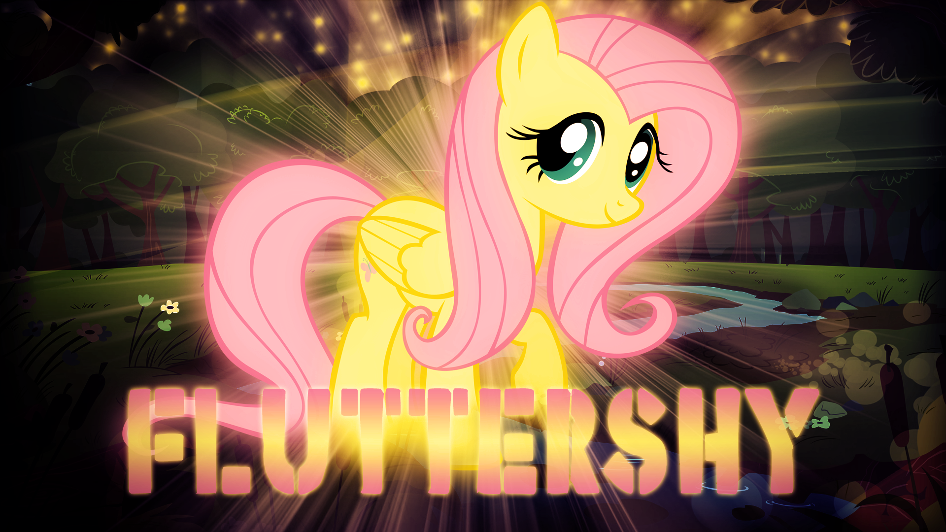 Fluttershy Wallpaper by BonesWolbach, Takua770 and TygerxL