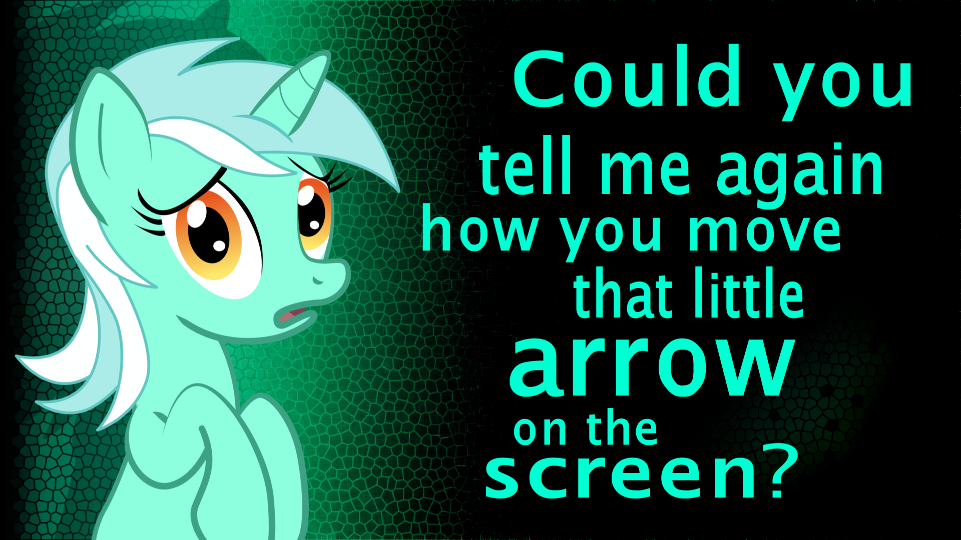 Lyra finds out about your mousepad wallpaper by ahumeniy and rhubarb-leaf