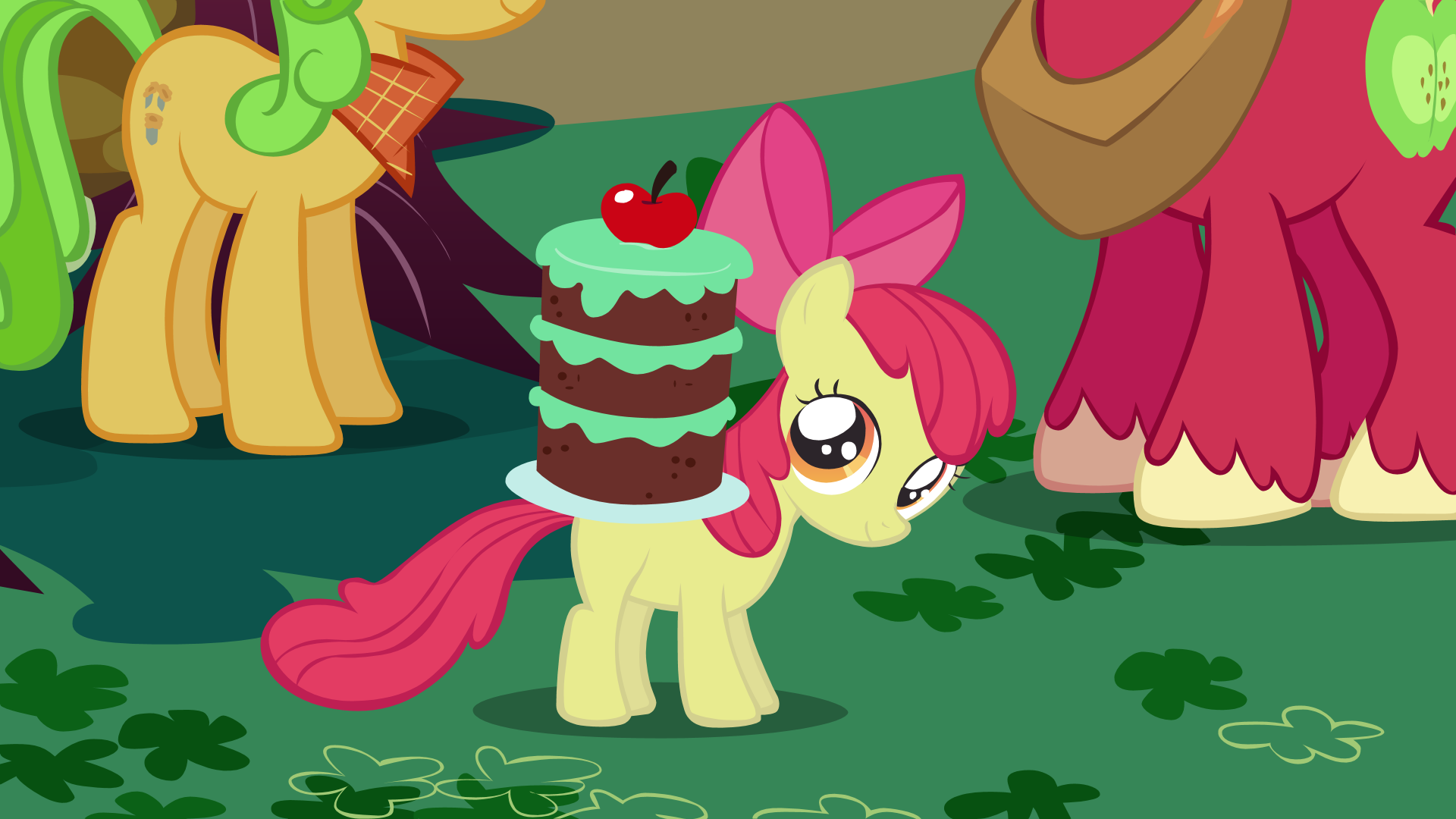 Apple Bloom with cake on back by ShelltoonTV