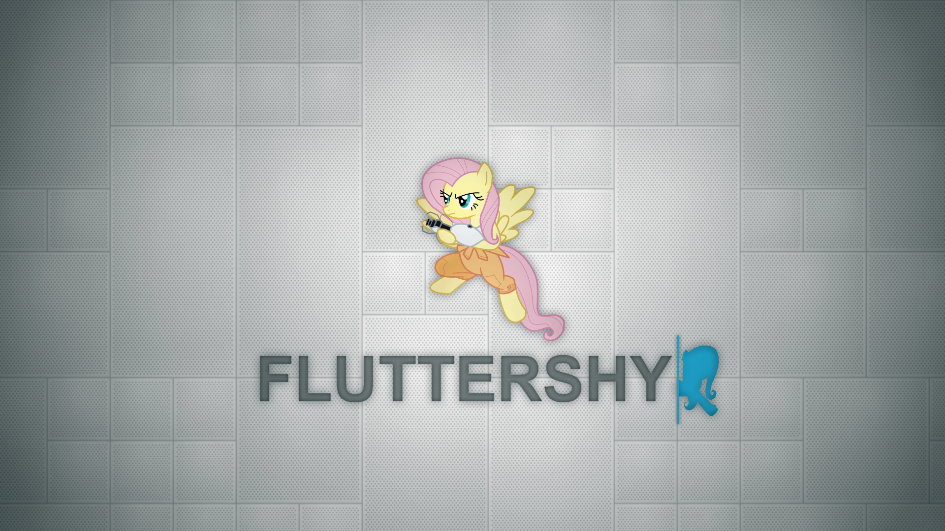 Fluttershy - Portal Style - Wallpaper by Prollgurke and Sefling