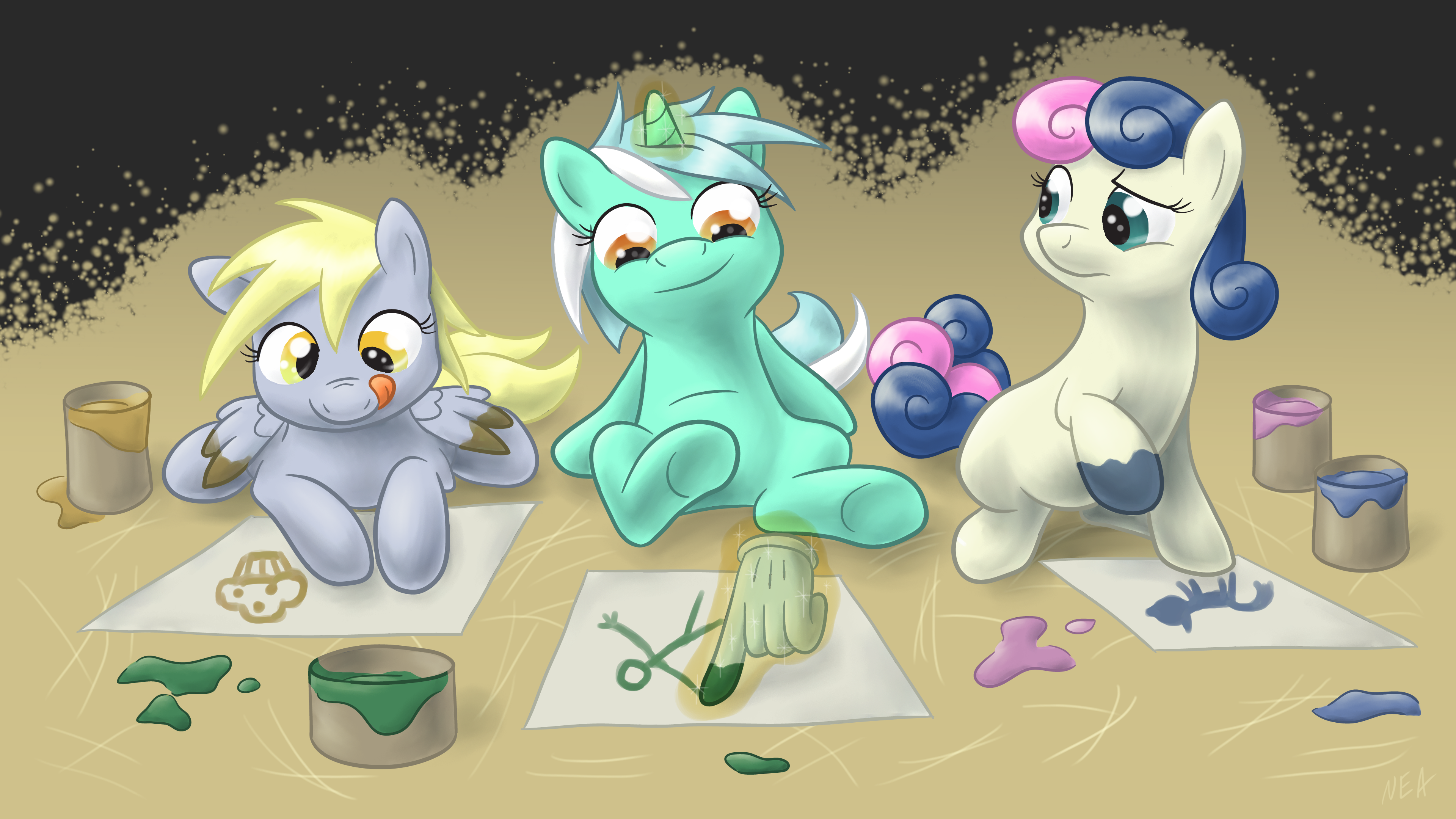 Fingerpainting ponies by 0Riane0