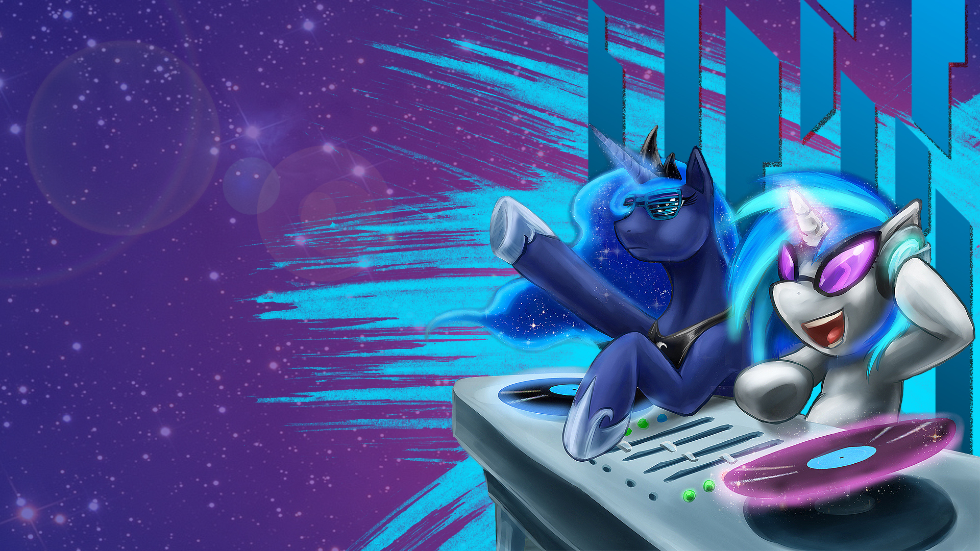 In spaaaAAAAAAAACEEEEEEEE with Luna and Vinyl! by RikiTheSuperZeldaFan and slifertheskydragon