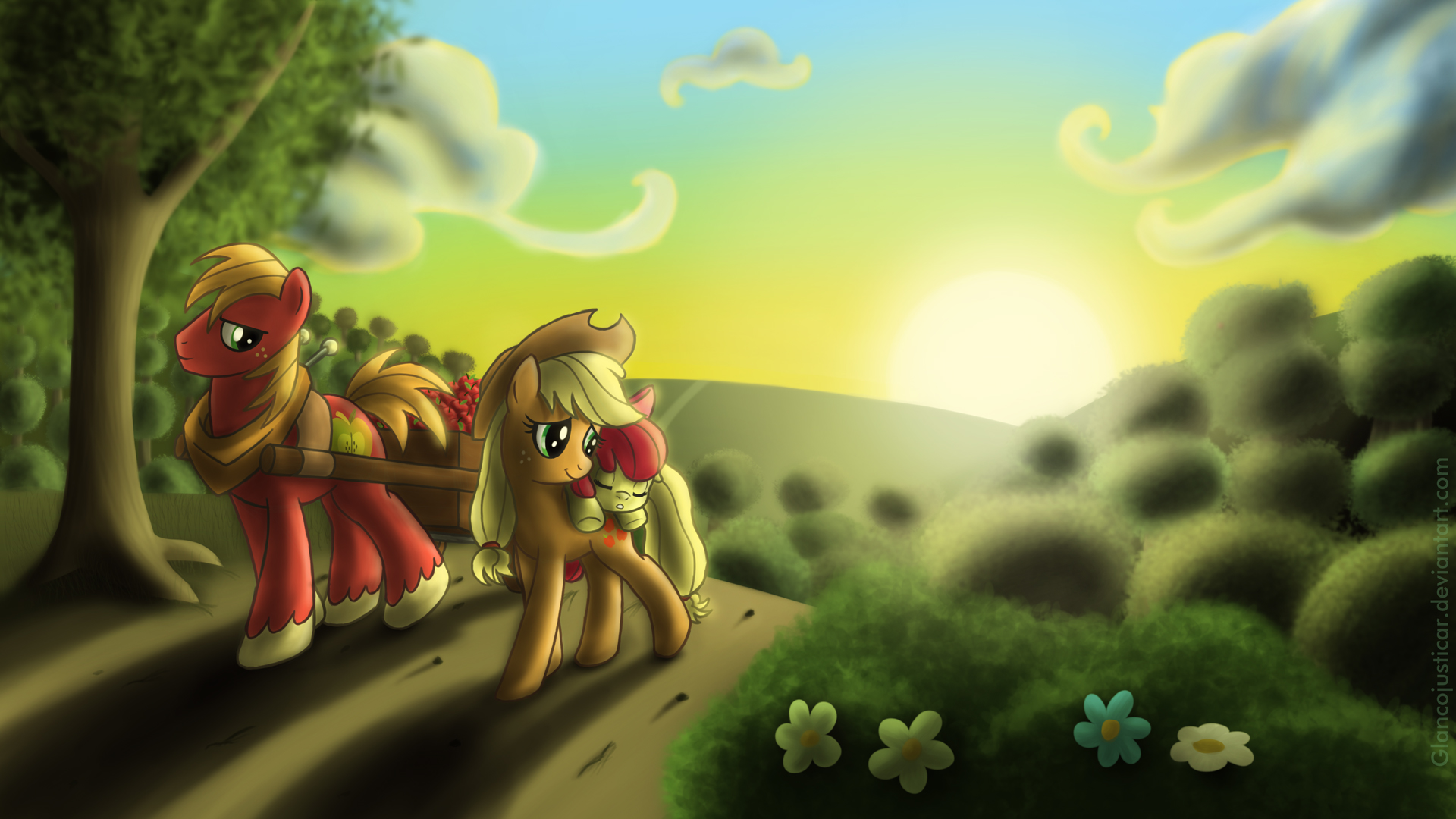 Sunset over Sweet Apple Acres by GlancoJusticar