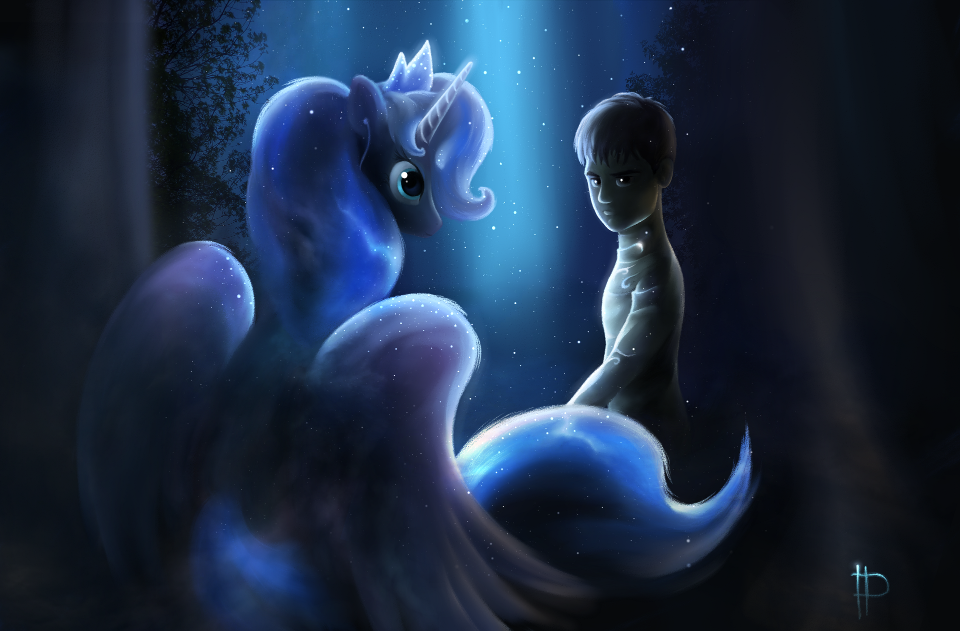 Princess Luna and my friend by Rom-Art