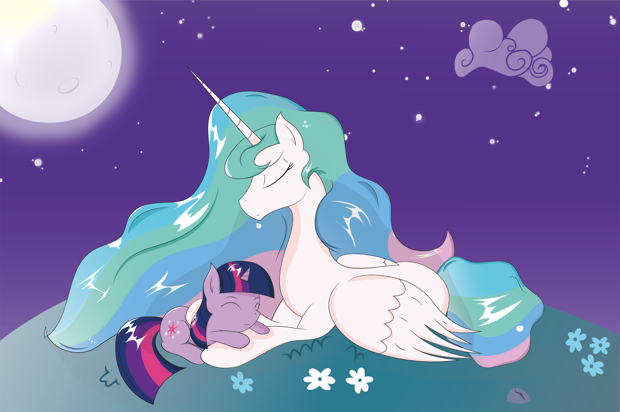 Princess Celestia and Twilight Sparkle by JoeMasterPencil