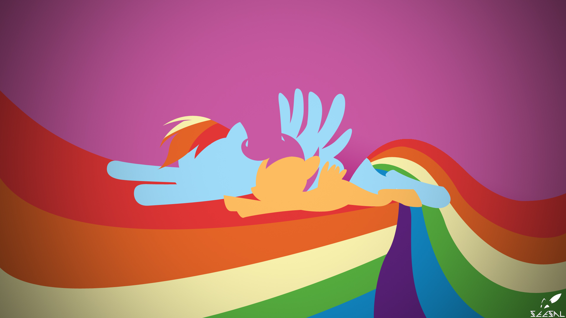 Rainbow Dash and Scootaloo Minimal Wallpaper by Tomchambo