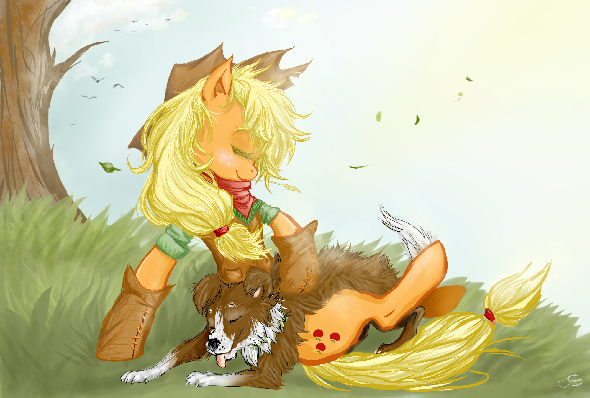 A Cowgirl and her dog by CruelSeptember