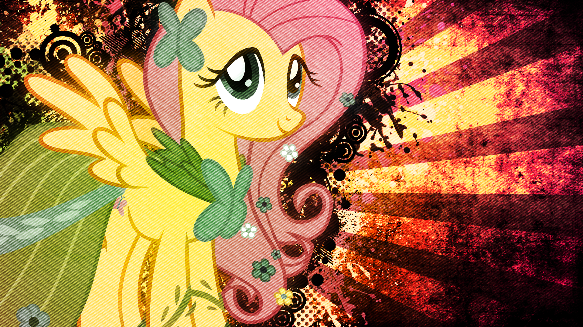 Gala Fluttershy Grunge Wallpaper by Tzolkine