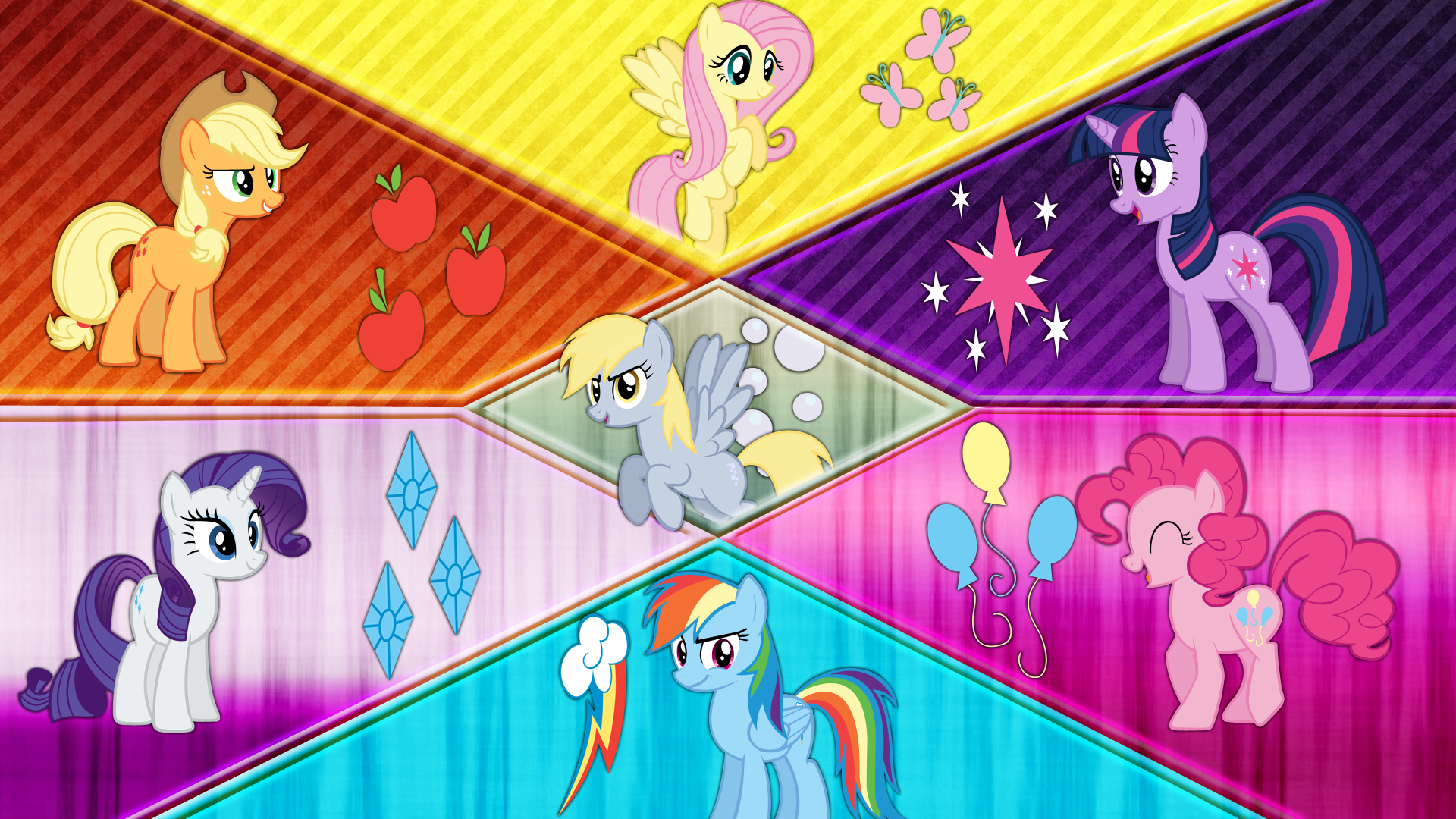 Mane 6 Wallpaper + derpy by BlackGryph0n, brezals and TheMedic22