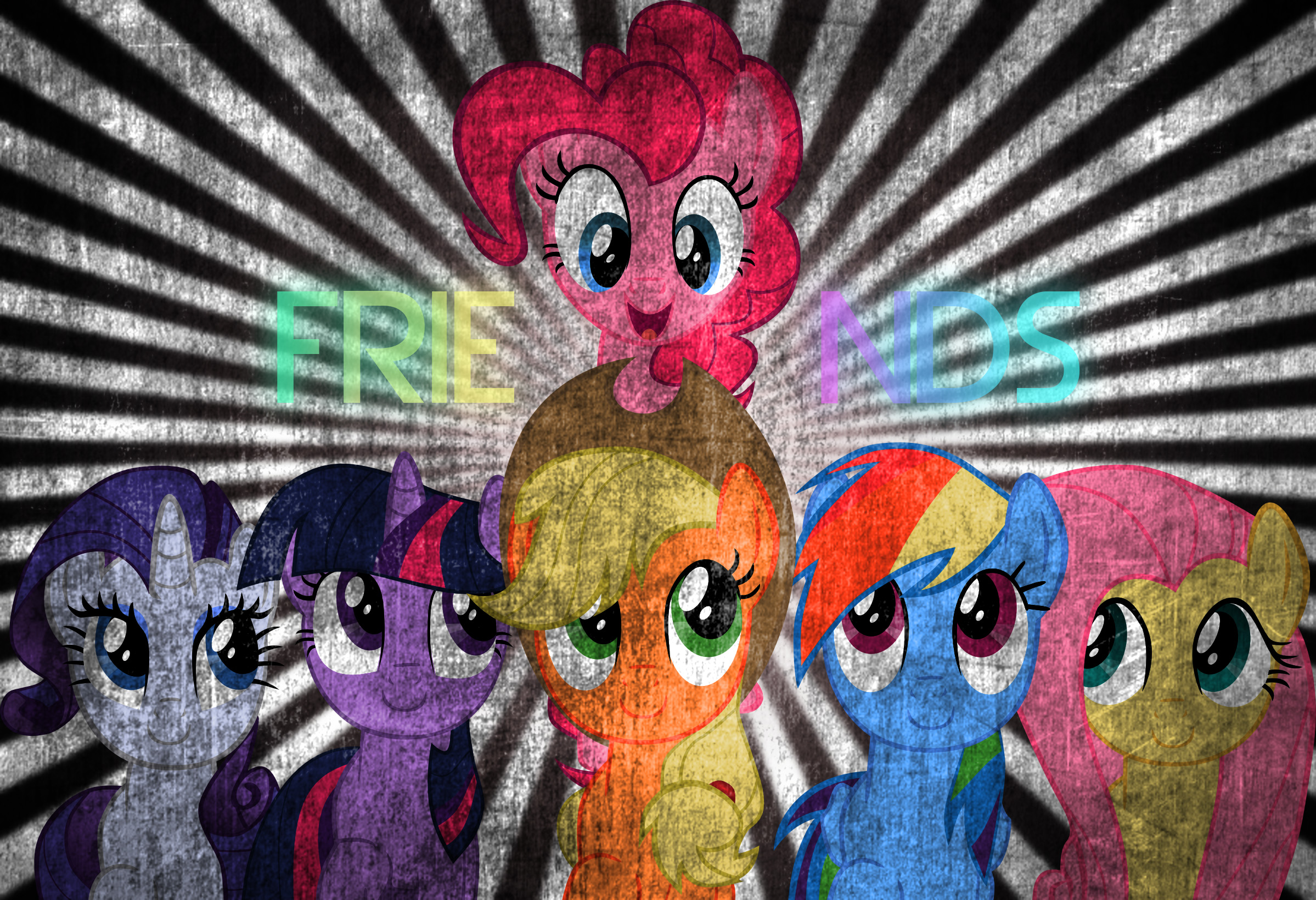 Mane 6 grunge effect by BronyYAY123 and exe2001
