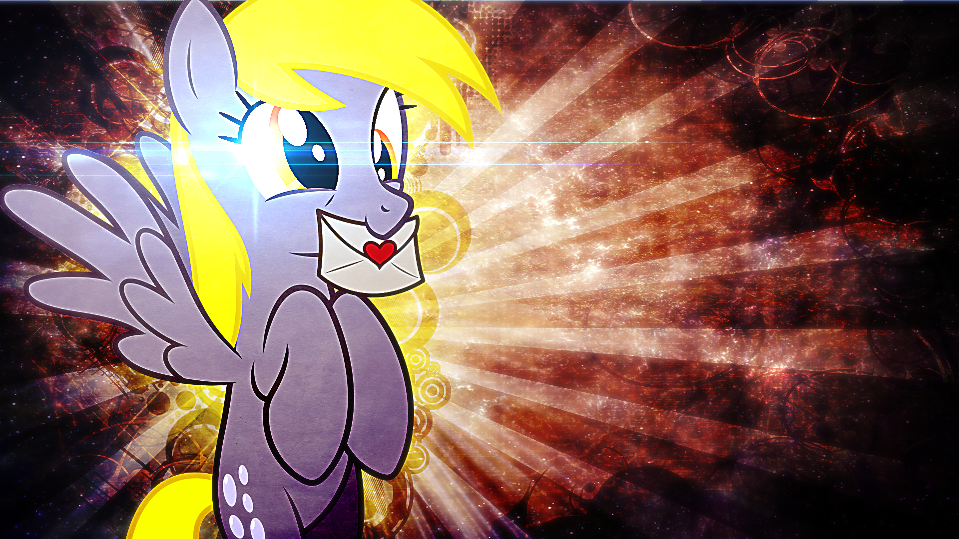 Derpy brought you a letter - wallpaper by Tzolkine and ZuTheSkunk