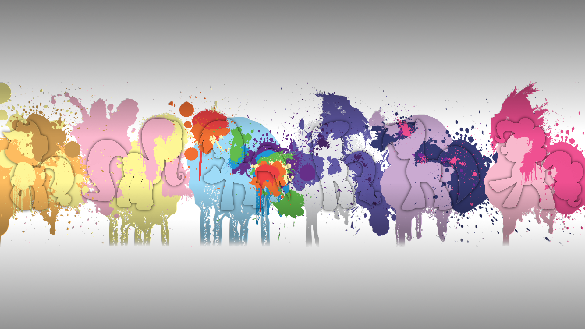 Splatter Pony Backgrounds - Mane 6 Grey [1080p] by robopossum