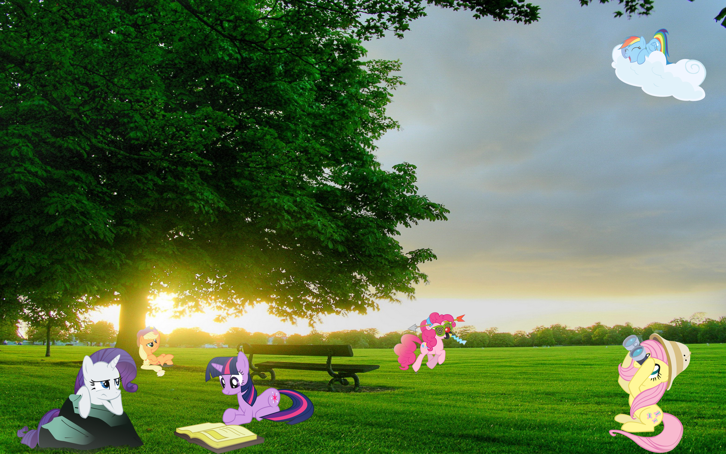 Mane 6 At The Park by DantesGrill, JackiePhantom13, LazyPixel, Macgrubor, Stinkehund and Takua770