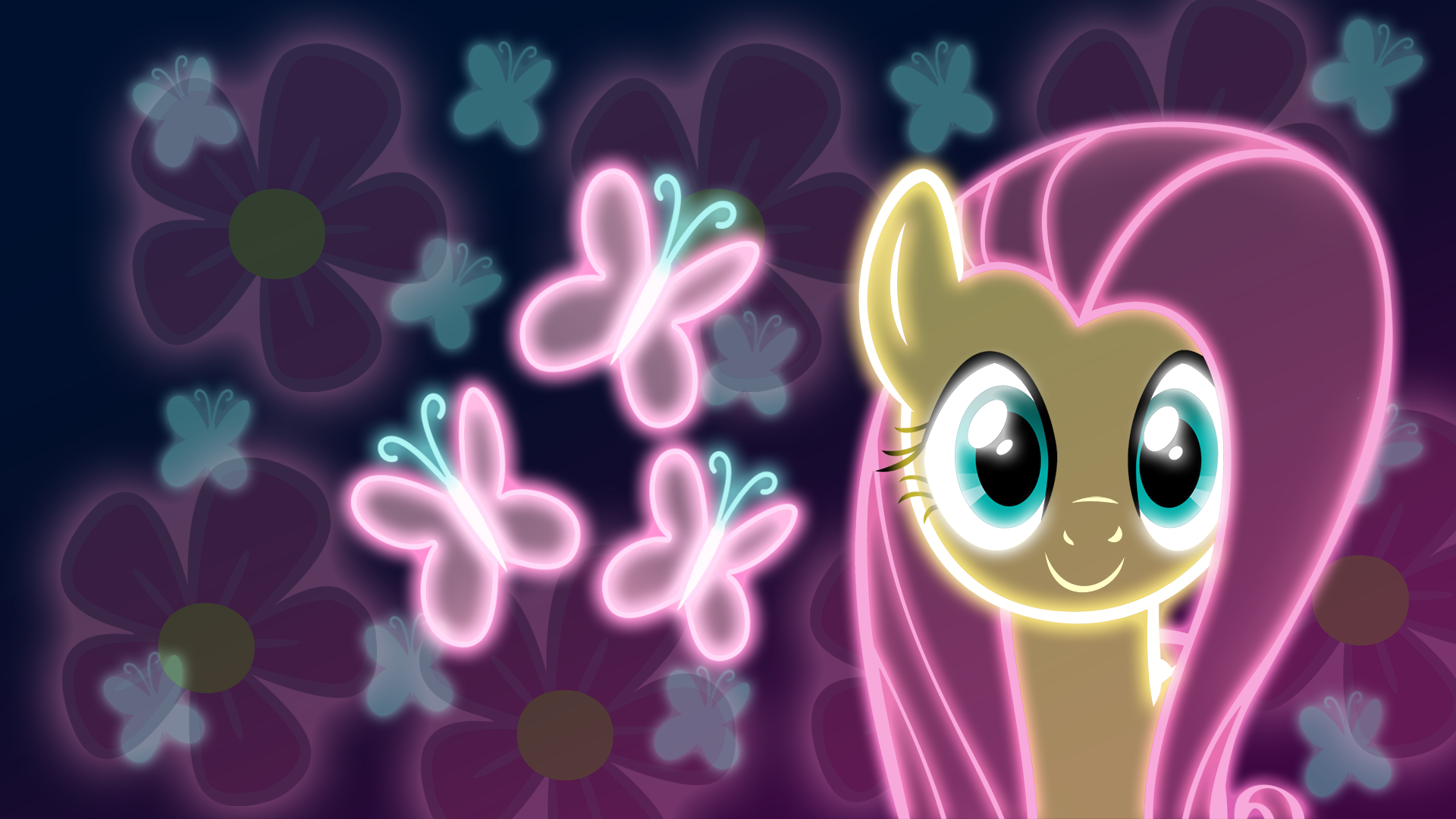 Neon Fluttershy Wallpaper by ultimateultimate