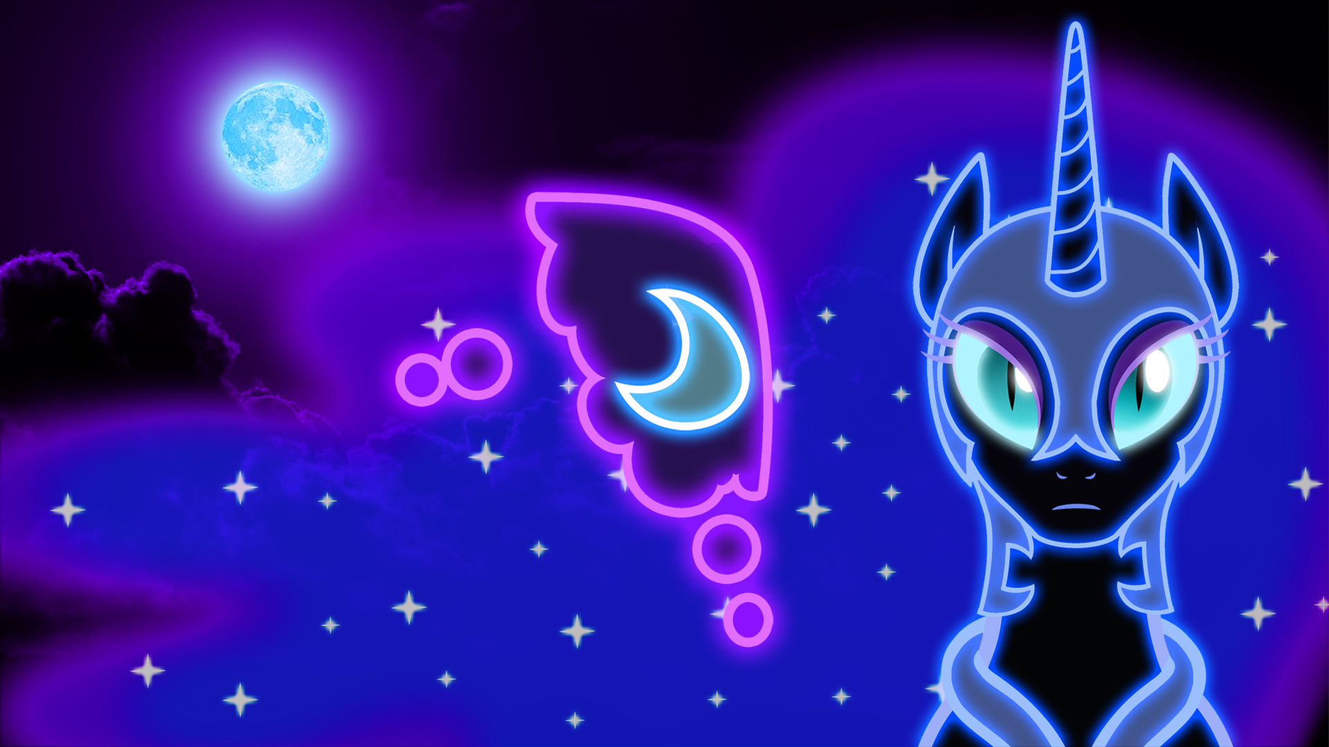 Neon Nightmare Moon Wallpaper by ultimateultimate