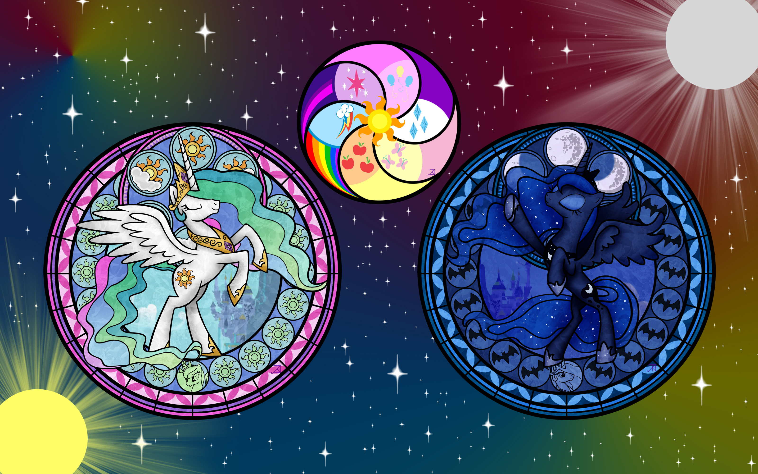Celestial Ponies and Elements Wallpaper by Akili-Amethyst