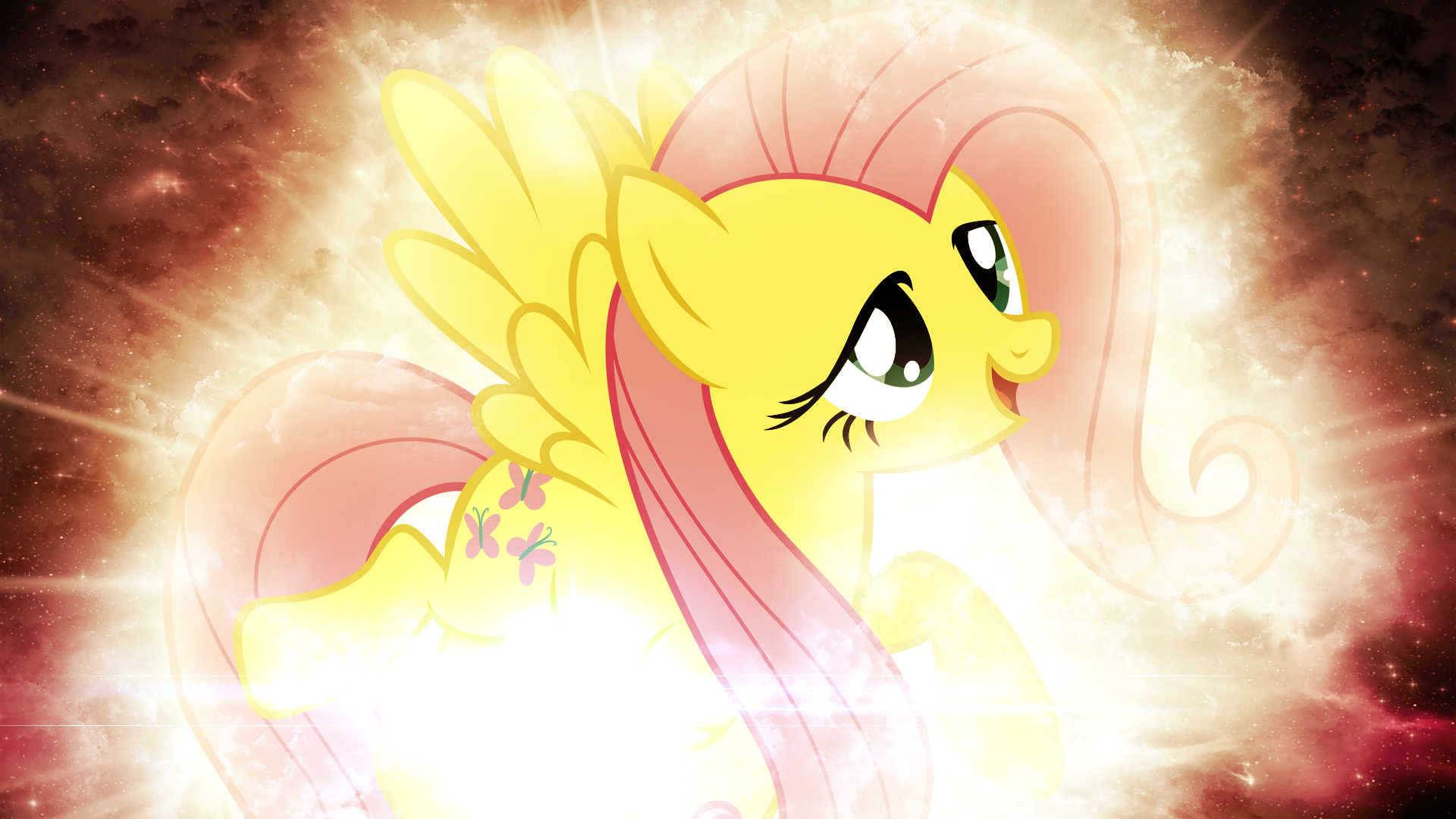 Fluttershy Really Likes Flying - Wallpaper by Tzolkine and xPesifeindx