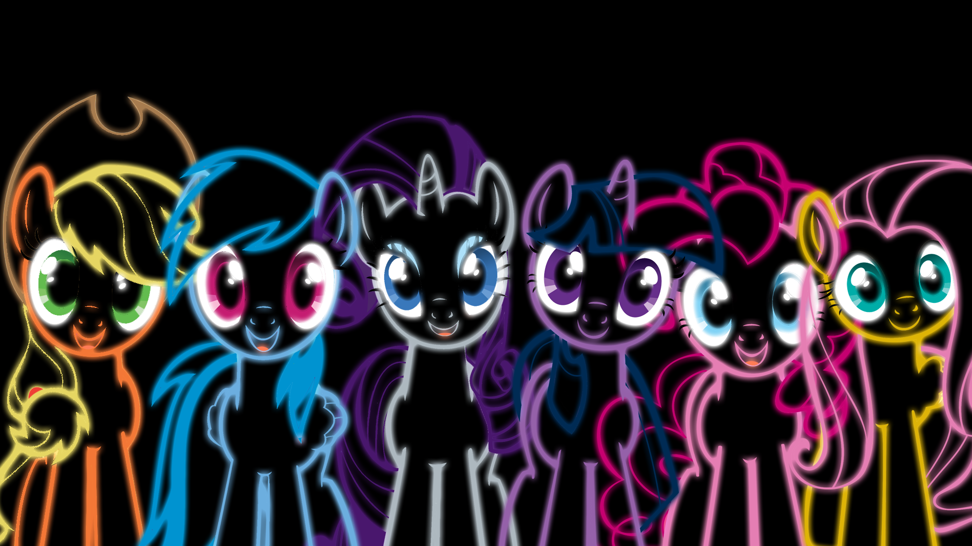 Mane 6 Neon Background by aliceebryant